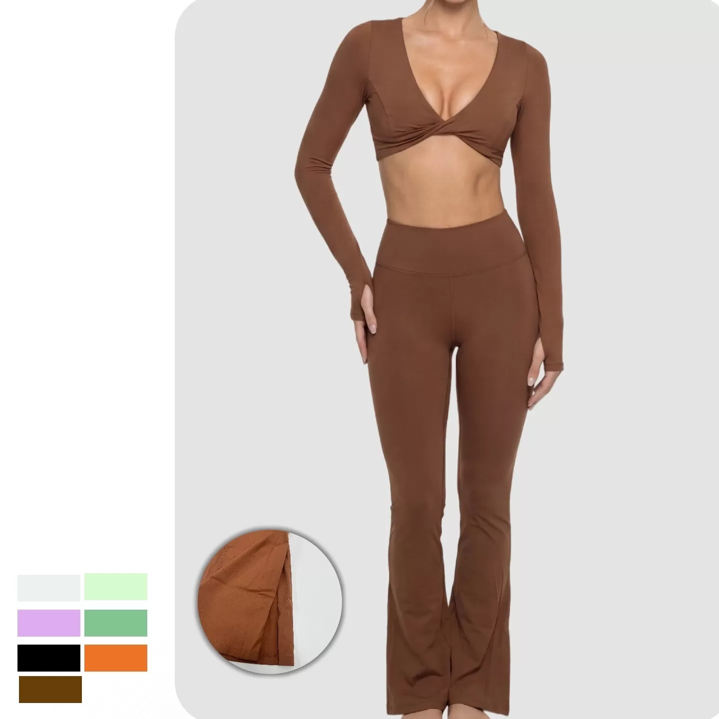 Conjunto de dos piezas de ropa deportiva de yoga, camisetas de manga larga y pantalones, chándales de gimnasio, pantalones de entrenamiento, sujetadores de yoga, ropa interior para mujer FGB8836