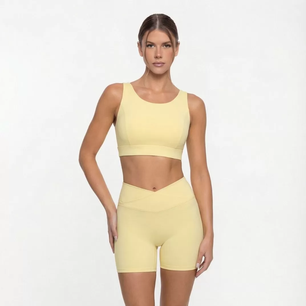 Conjuntos de yoga para mujer, conjunto de 2 piezas de yoga corto, pantalones cortos y camisetas de entrenamiento para mujer FGB25102