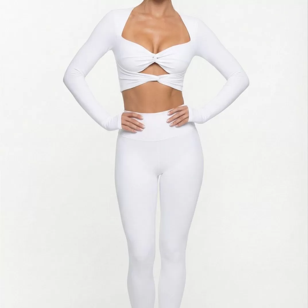 Conjunto deportivo de 2 piezas para mujer, con camiseta de manga larga y leggings para yoga, fitness y entrenamiento, FGB25113