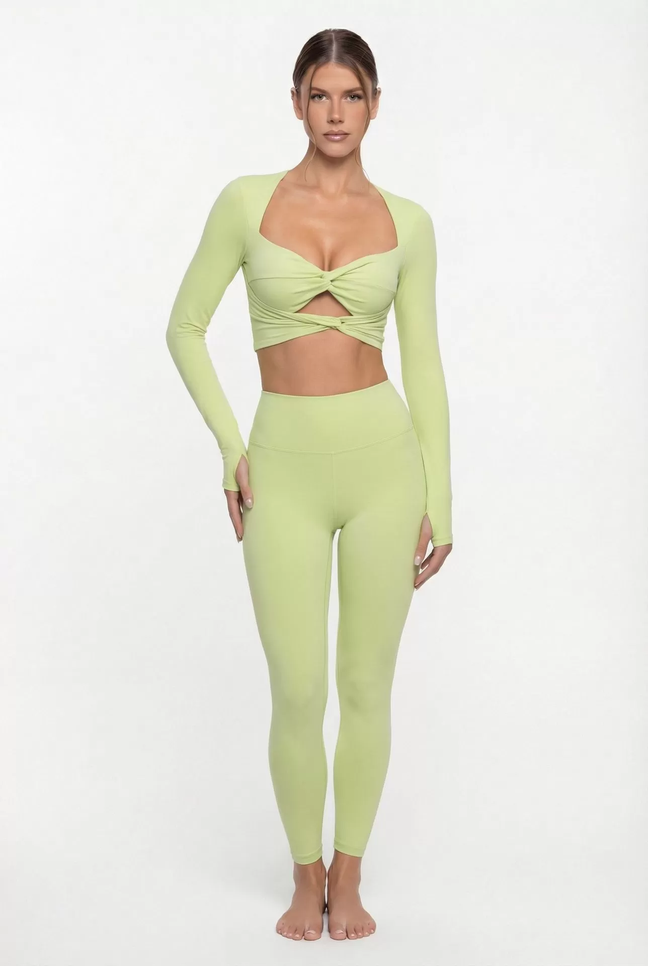 Top y leggings de manga larga de matcha