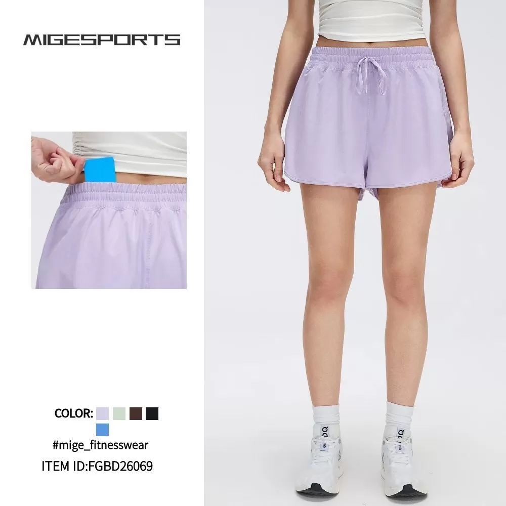 Pantalones cortos deportivos holgados de secado rápido para mujer, para fitness, yoga, running, verano, FGBD26069