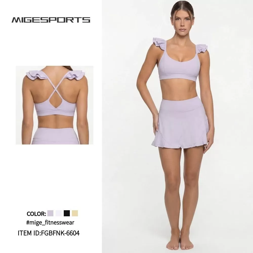 Conjunto deportivo de dos piezas para mujer, con cintura alta, elástico en cuatro direcciones, para yoga, gimnasio, transpirable, FGBFNK-6604