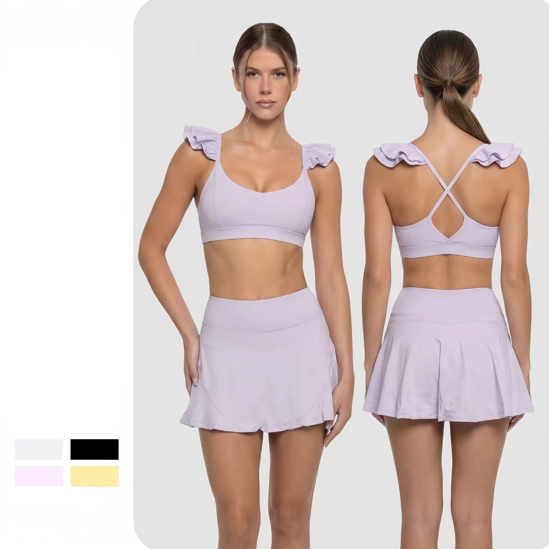 Conjunto deportivo de dos piezas para mujer, con cintura alta, elástico en cuatro direcciones, para yoga, gimnasio, transpirable, FGBFNK-6604