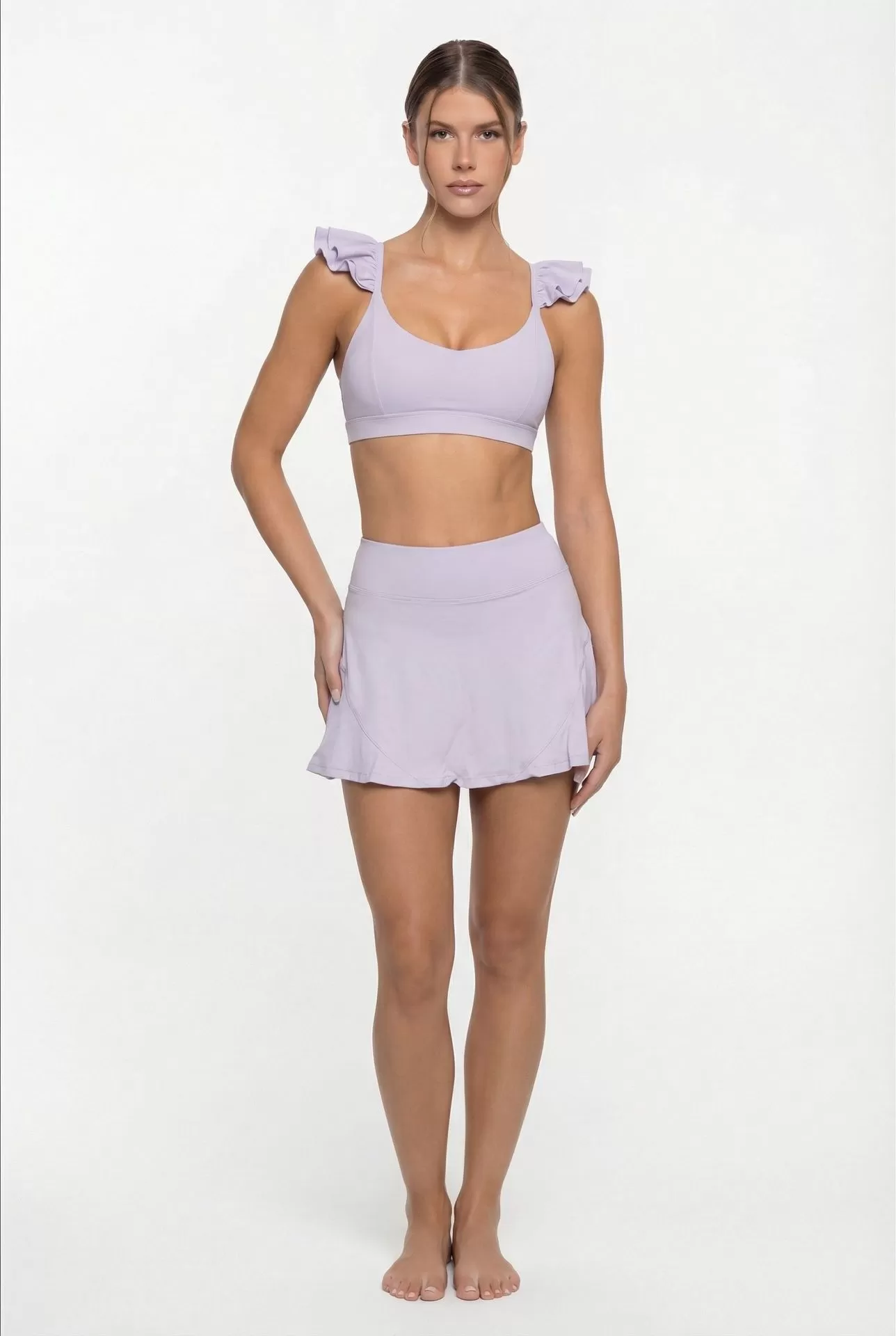 Conjunto deportivo de dos piezas para mujer, con cintura alta, elástico en cuatro direcciones, para yoga, gimnasio, transpirable, FGBFNK-6604