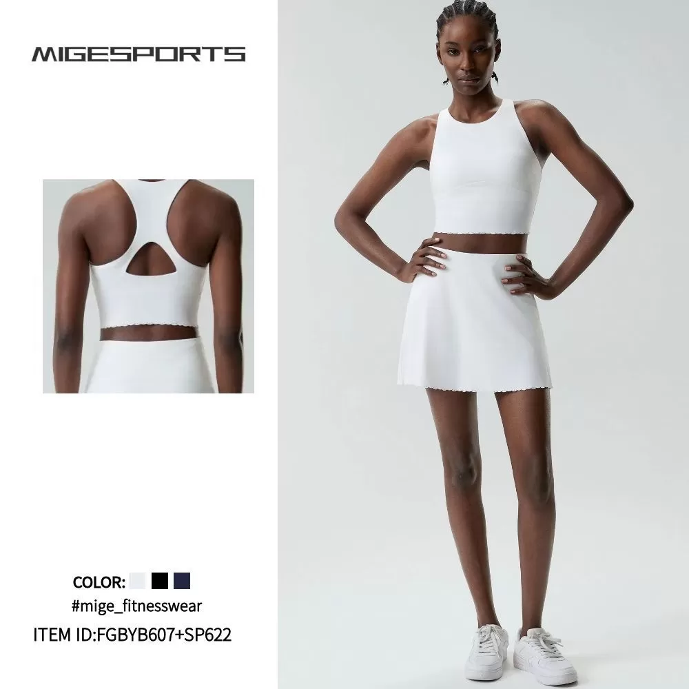 Conjunto deportivo de dos piezas para mujer, sujetador y falda para entrenamiento de yoga, FGBYB607+SP622