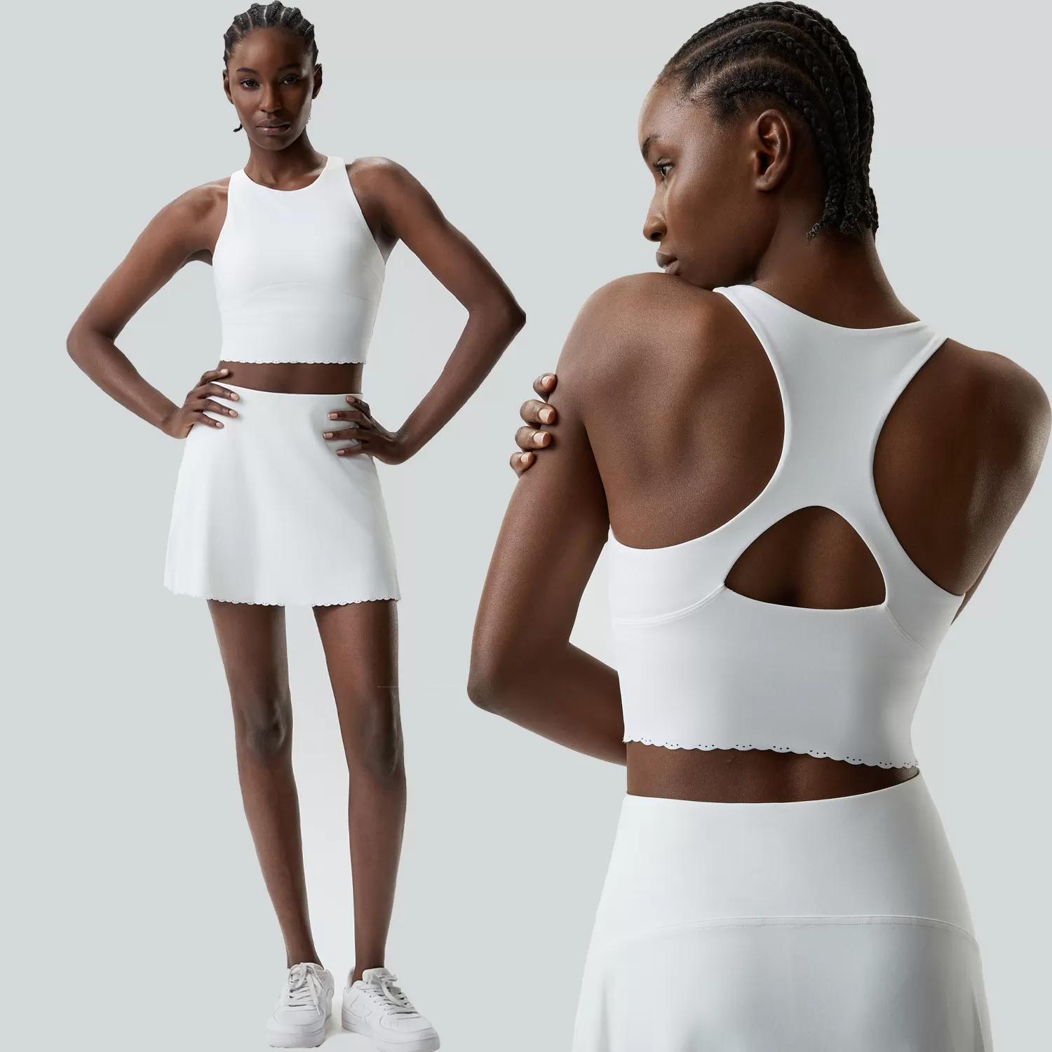 Conjunto deportivo de dos piezas para mujer, sujetador y falda para entrenamiento de yoga, FGBYB607+SP622