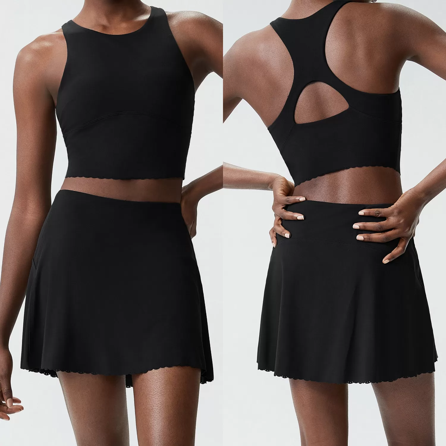 Conjunto deportivo de dos piezas para mujer, sujetador y falda para entrenamiento de yoga, FGBYB607+SP622