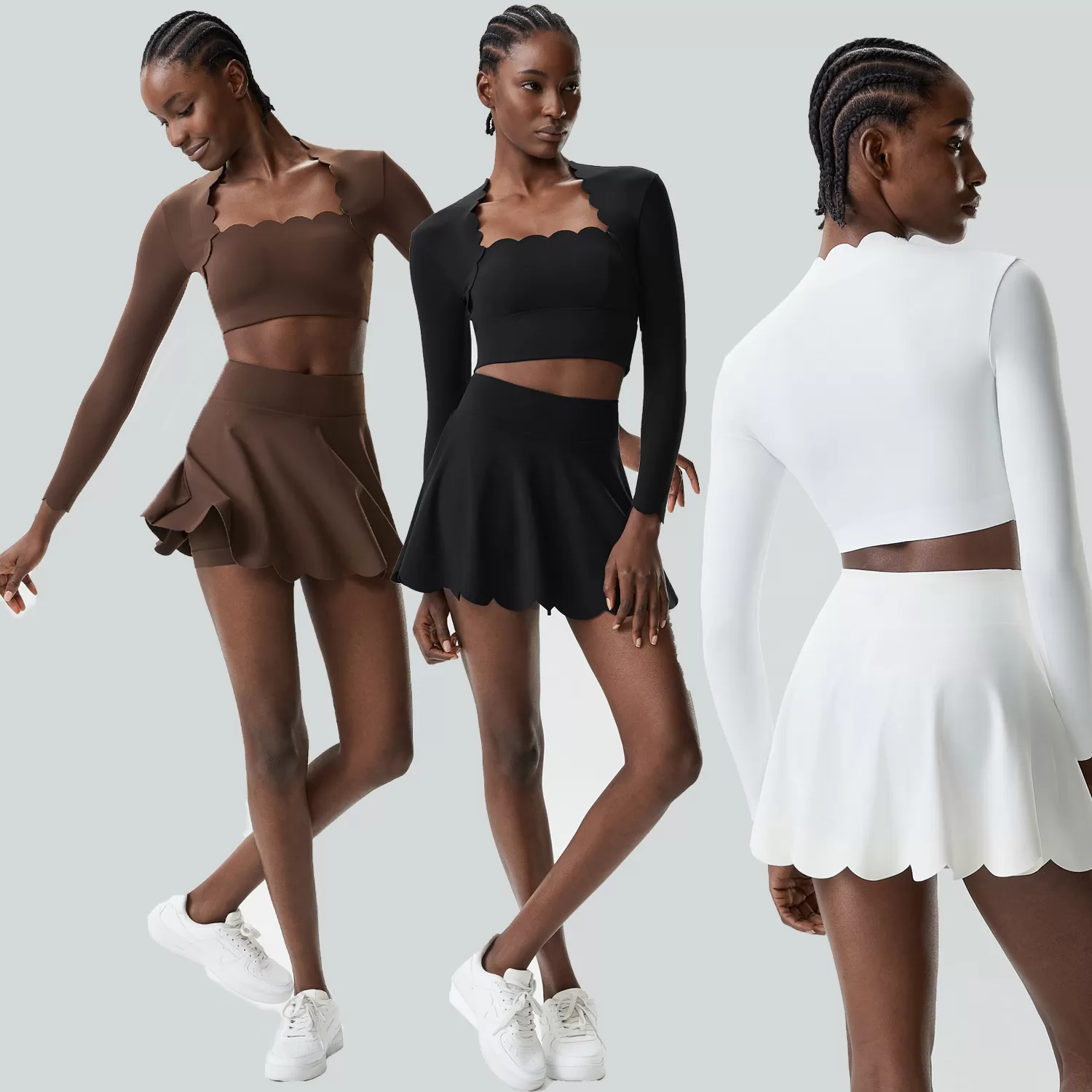 Conjuntos de yoga para entrenamiento, gimnasio, fitness, sujetador deportivo, faldas, FGBYB609/YB602+SP466