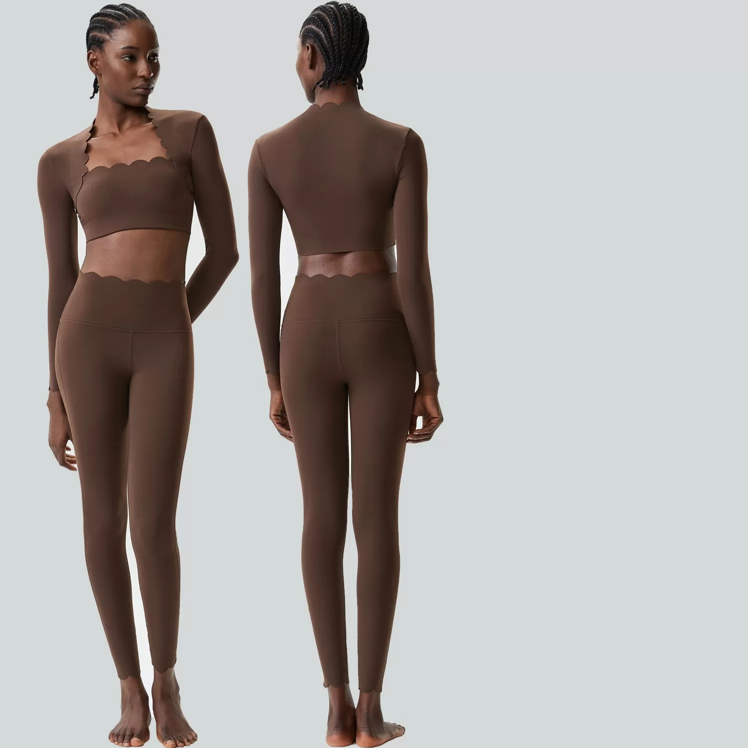 Conjunto de yoga de 3 piezas de manga larga, elástico en 4 direcciones, para gimnasio y fitness, para mujer, FGBYB609/YB602+LP447