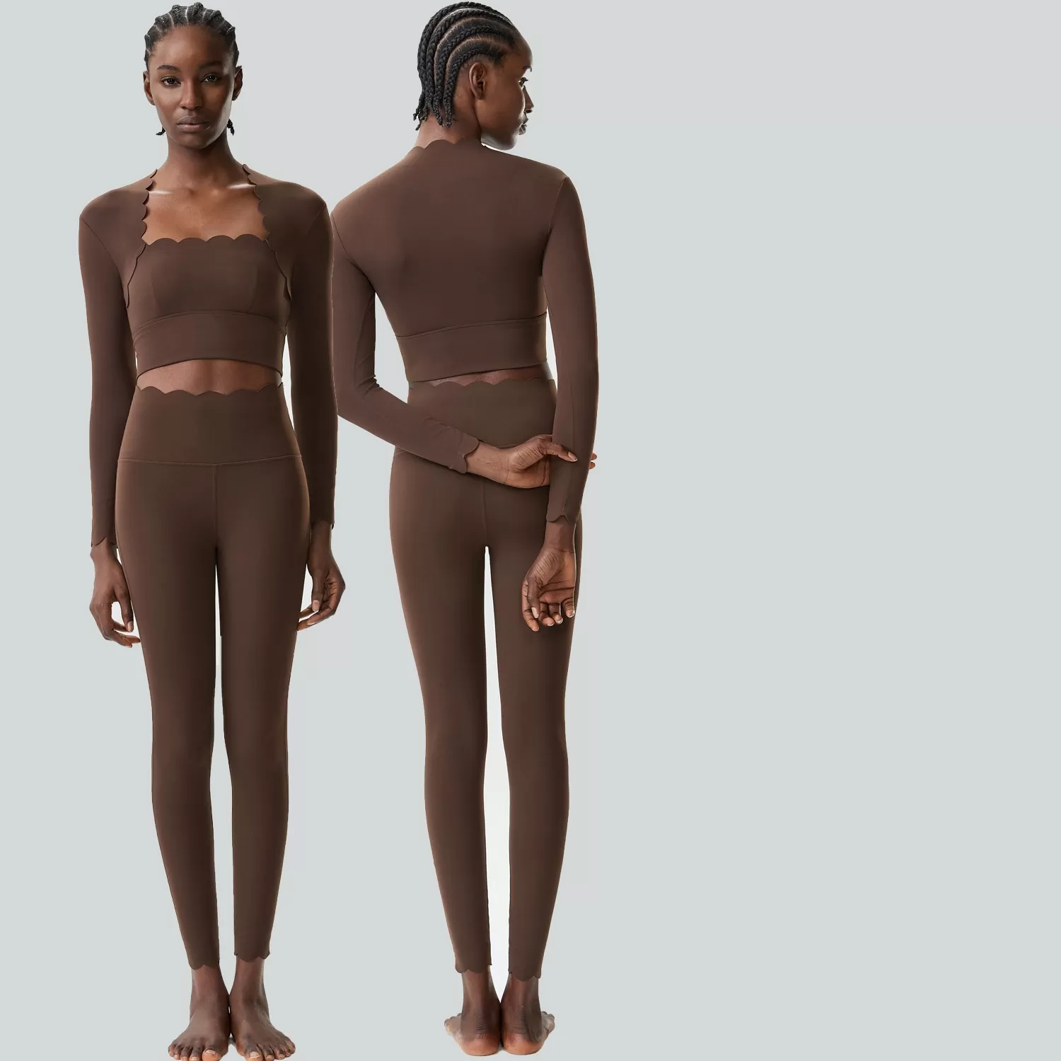 Conjunto de yoga de 3 piezas de manga larga, elástico en 4 direcciones, para gimnasio y fitness, para mujer, FGBYB609/YB602+LP447