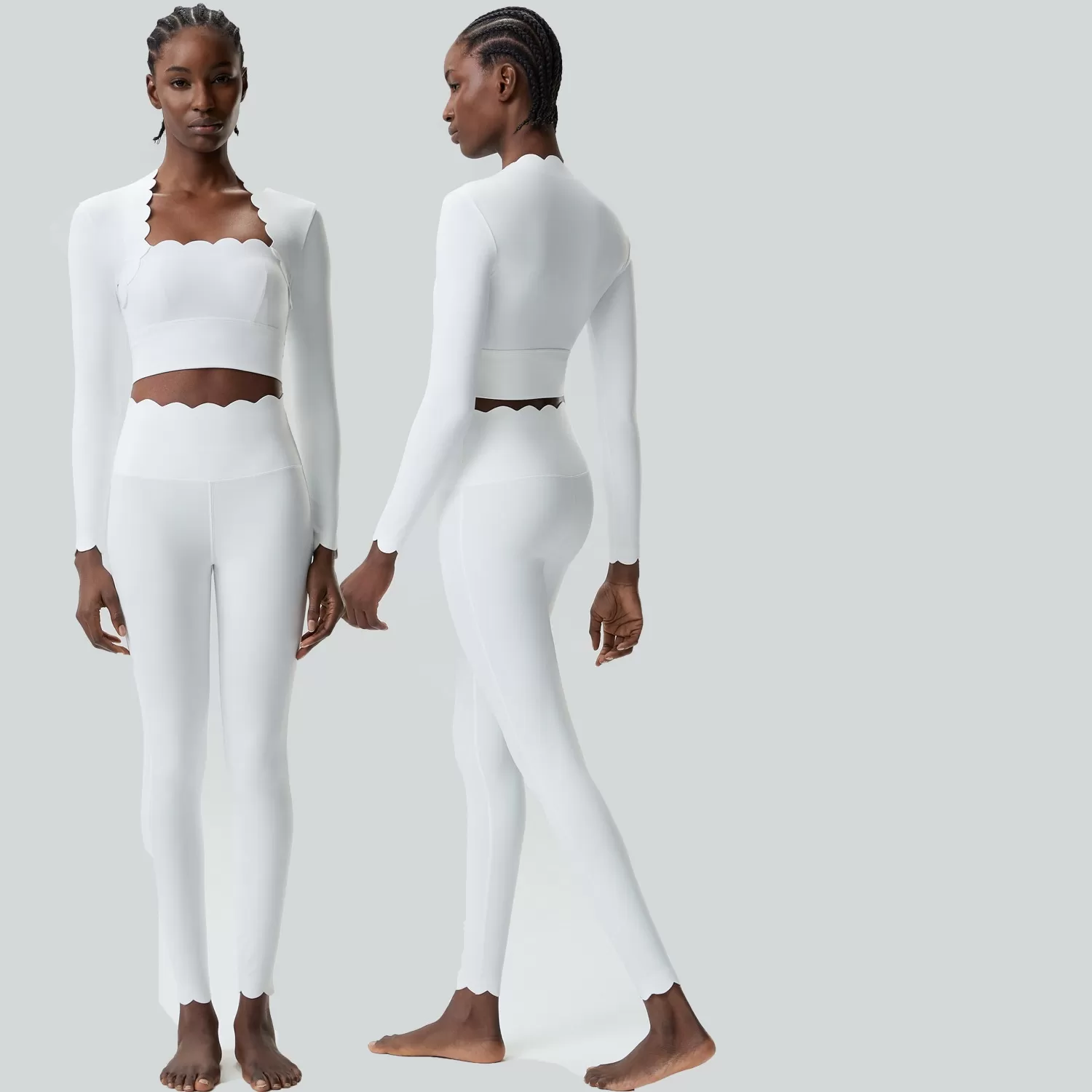 Conjunto de yoga de 3 piezas de manga larga, elástico en 4 direcciones, para gimnasio y fitness, para mujer, FGBYB609/YB602+LP447