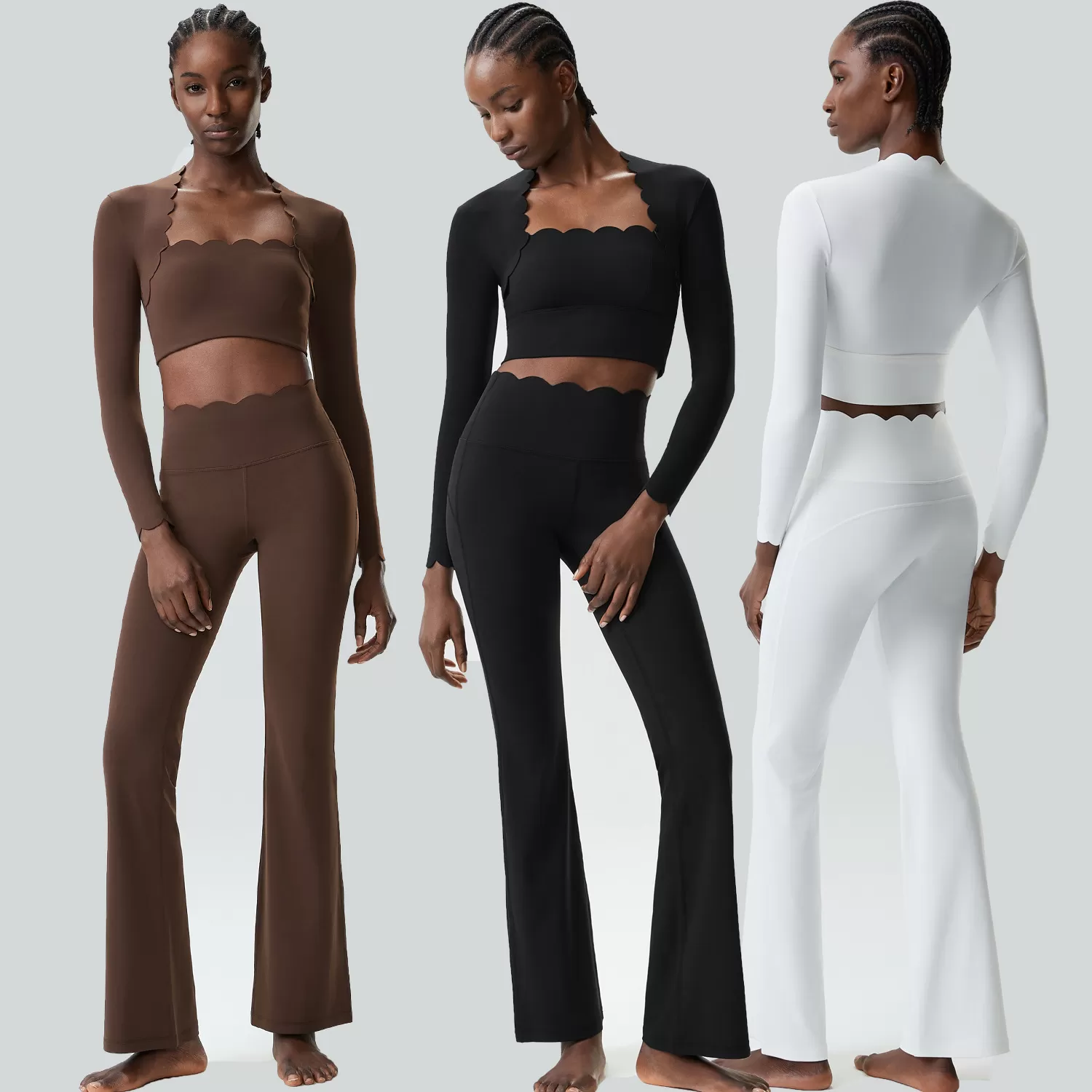 Chándal de manga larga para mujer, ropa deportiva para gimnasio, top de entrenamiento, pantalones de yoga de cintura alta, conjunto para mujer FGBYB609/YB602+LP641