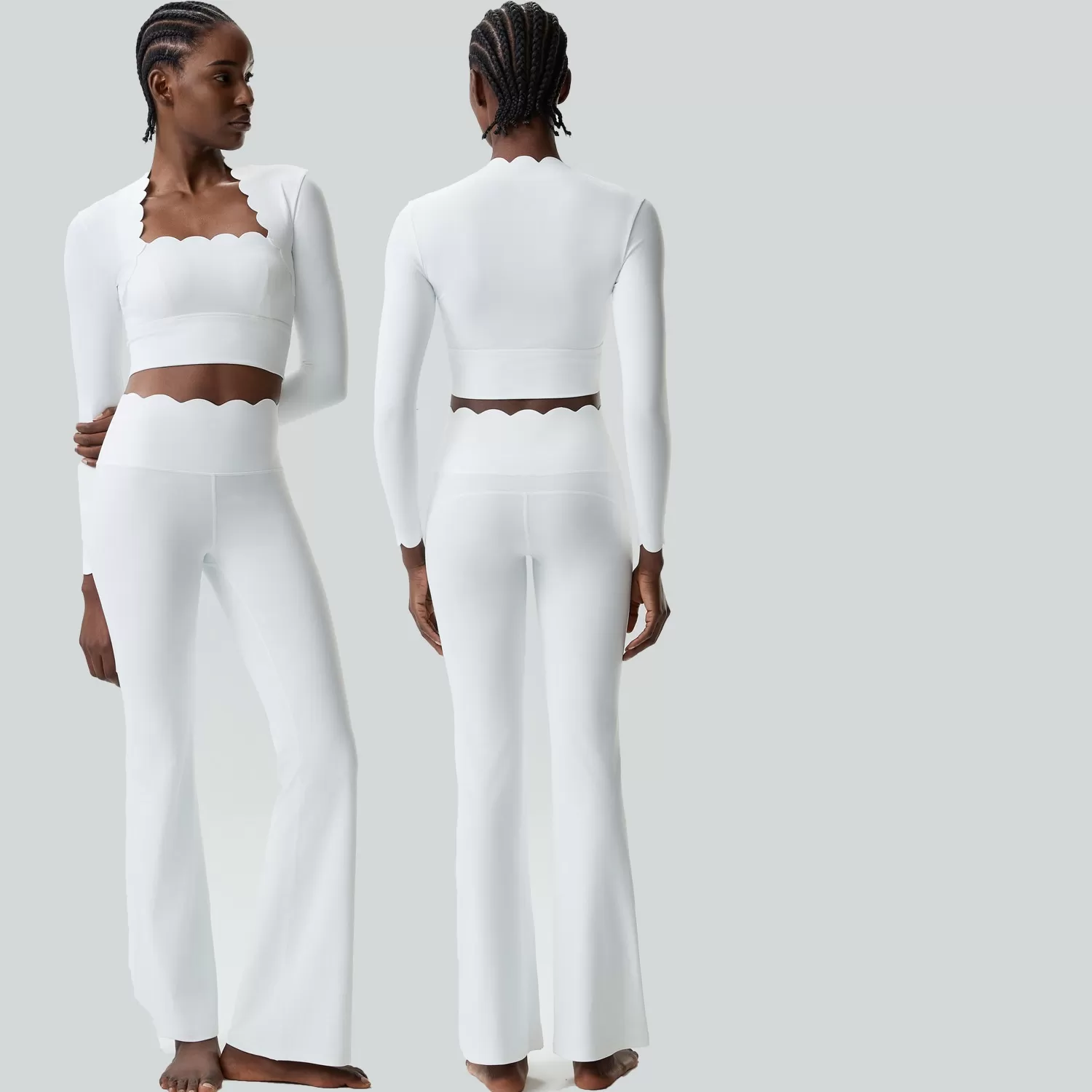 Chándal de manga larga para mujer, ropa deportiva para gimnasio, top de entrenamiento, pantalones de yoga de cintura alta, conjunto para mujer FGBYB609/YB602+LP641