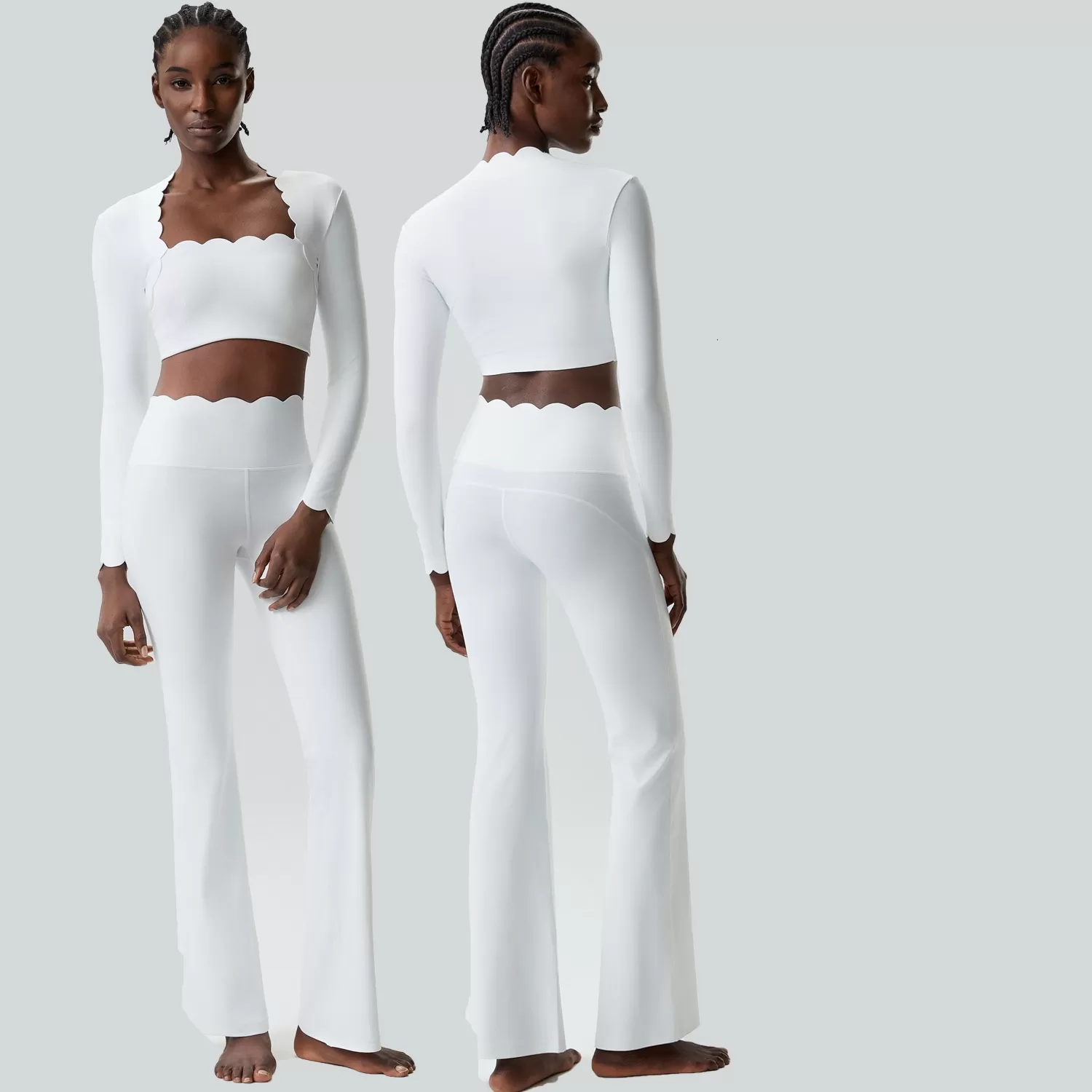 Chándal de manga larga para mujer, ropa deportiva para gimnasio, top de entrenamiento, pantalones de yoga de cintura alta, conjunto para mujer FGBYB609/YB602+LP641