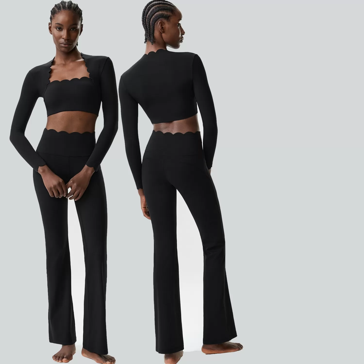 Chándal de manga larga para mujer, ropa deportiva para gimnasio, top de entrenamiento, pantalones de yoga de cintura alta, conjunto para mujer FGBYB609/YB602+LP641