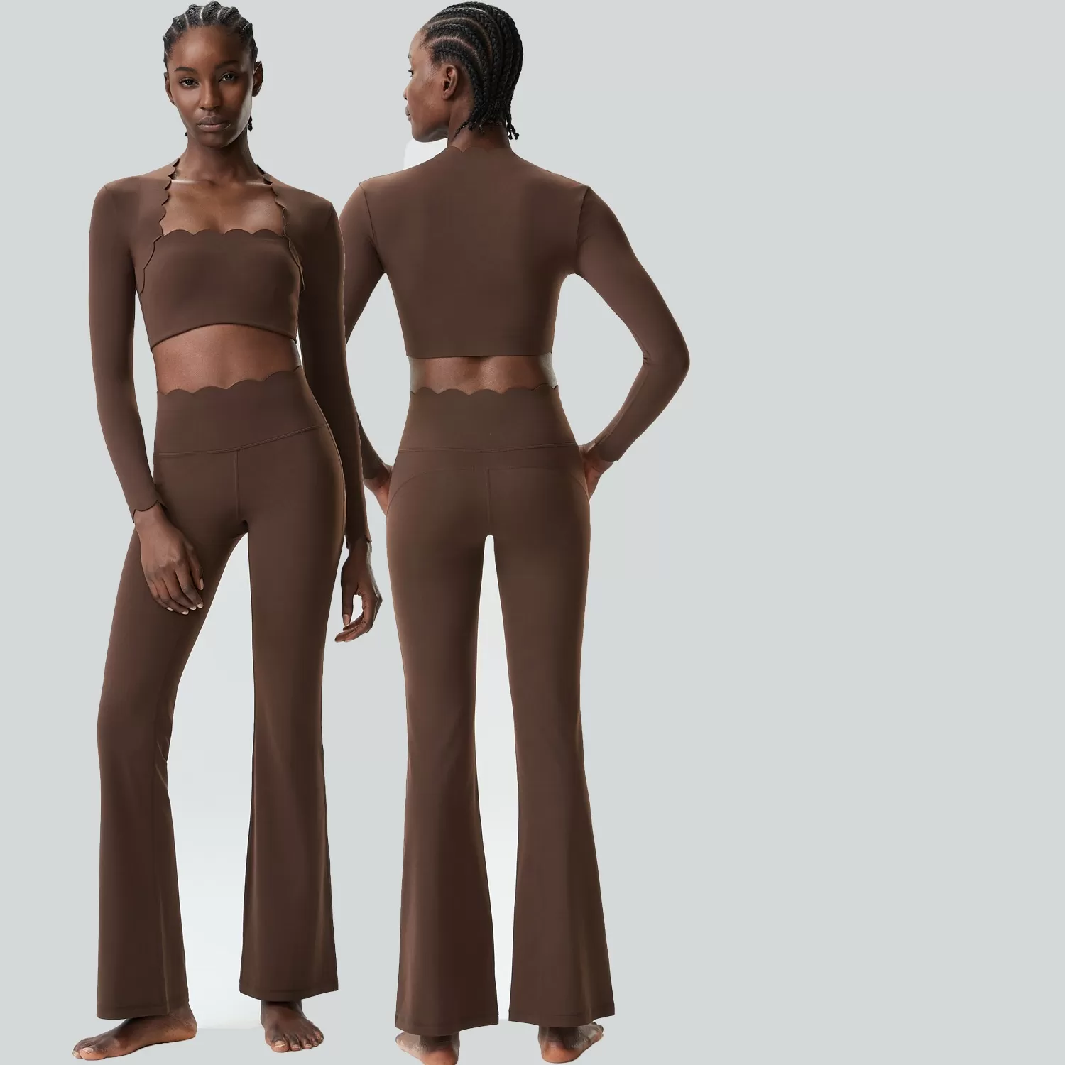 Chándal de manga larga para mujer, ropa deportiva para gimnasio, top de entrenamiento, pantalones de yoga de cintura alta, conjunto para mujer FGBYB609/YB602+LP641