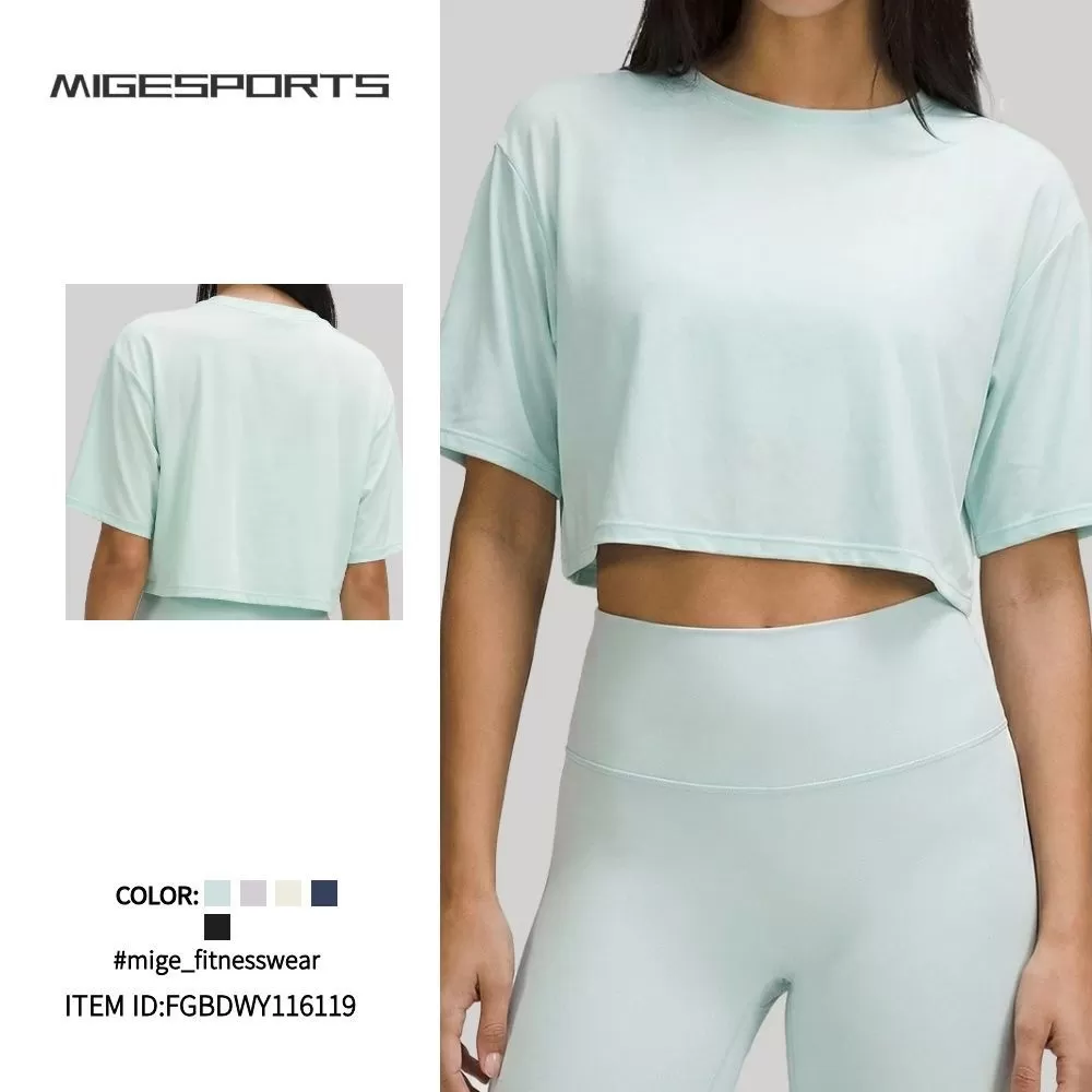 Camiseta deportiva holgada y transpirable para mujer, absorbe el sudor, para correr, fitness, manga corta, FGBDWY116119