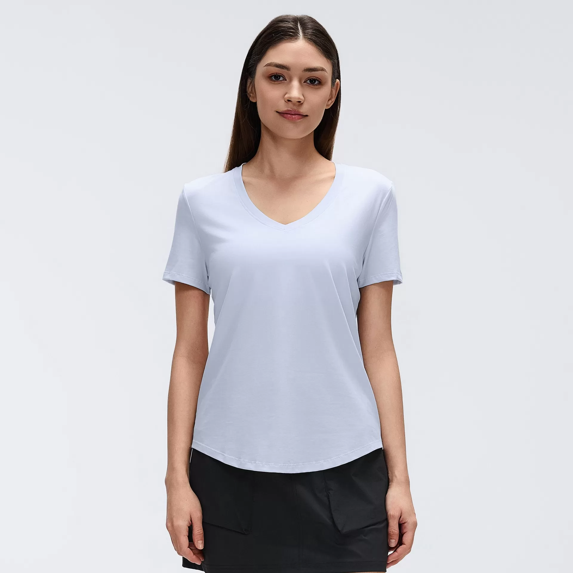 Camiseta deportiva holgada, transpirable, de secado rápido, versátil, ajustada, de color liso, para mujer, de manga corta, FGBD26087