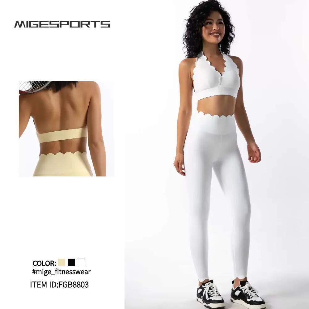 Conjunto deportivo de 3 piezas para mujer, sin espalda, transpirable y de alta elasticidad, para yoga, FGB8803