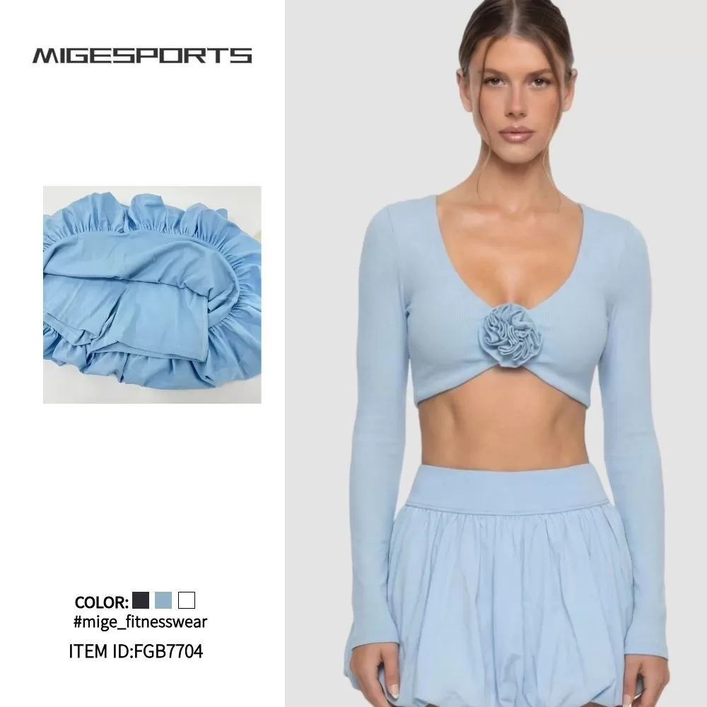 Conjunto de leggings y top corto para mujer, transpirable y elástico, para entrenamiento de yoga, FGB7704