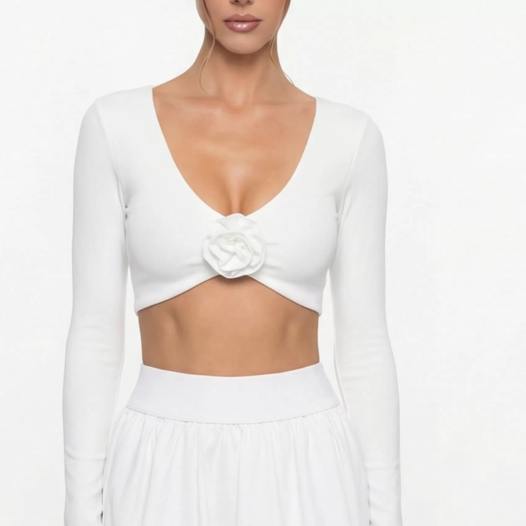 Tops de manga larga color marfil