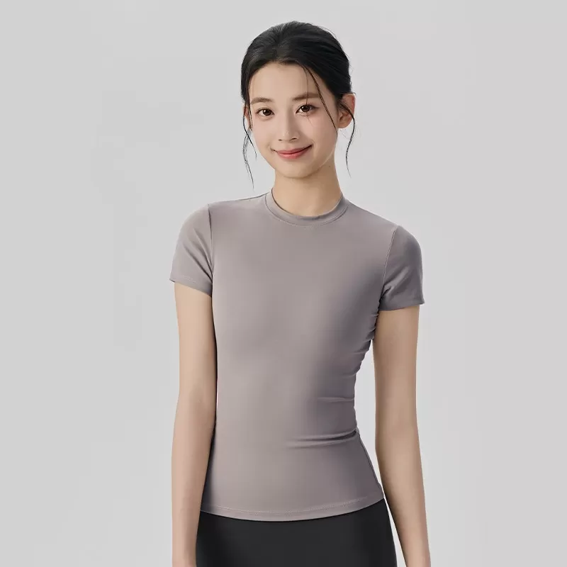 Camiseta deportiva de manga corta para mujer, informal, ajustada, transpirable, para yoga, correr, fitness, yoga, FGBDWY116020-KJ