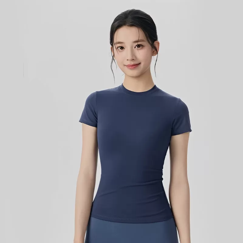 Camiseta deportiva de manga corta para mujer, informal, ajustada, transpirable, para yoga, correr, fitness, yoga, FGBDWY116020-KJ