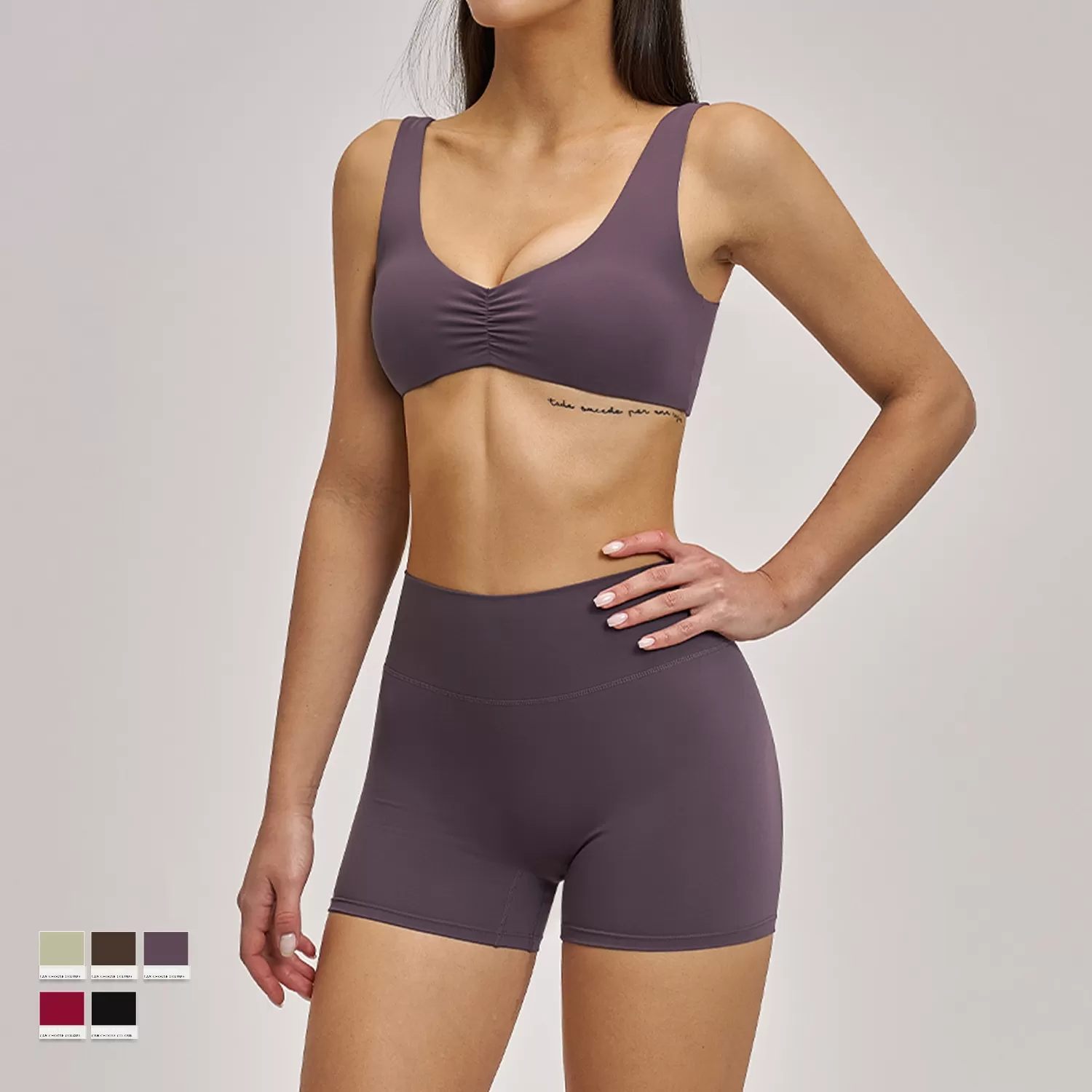 Conjunto de ropa deportiva para gimnasio, sujetador deportivo y pantalones cortos ajustados para yoga, top deportivo informal, conjunto de yoga FGBTZ4520