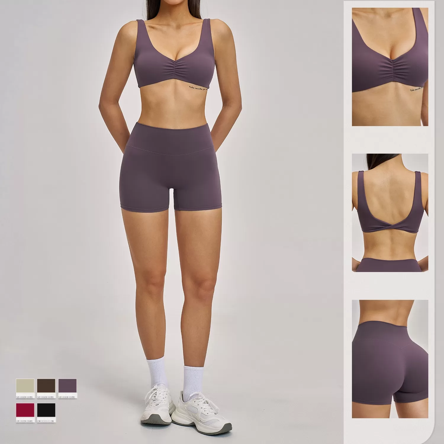Conjunto de ropa deportiva para gimnasio, sujetador deportivo y pantalones cortos ajustados para yoga, top deportivo informal, conjunto de yoga FGBTZ4520