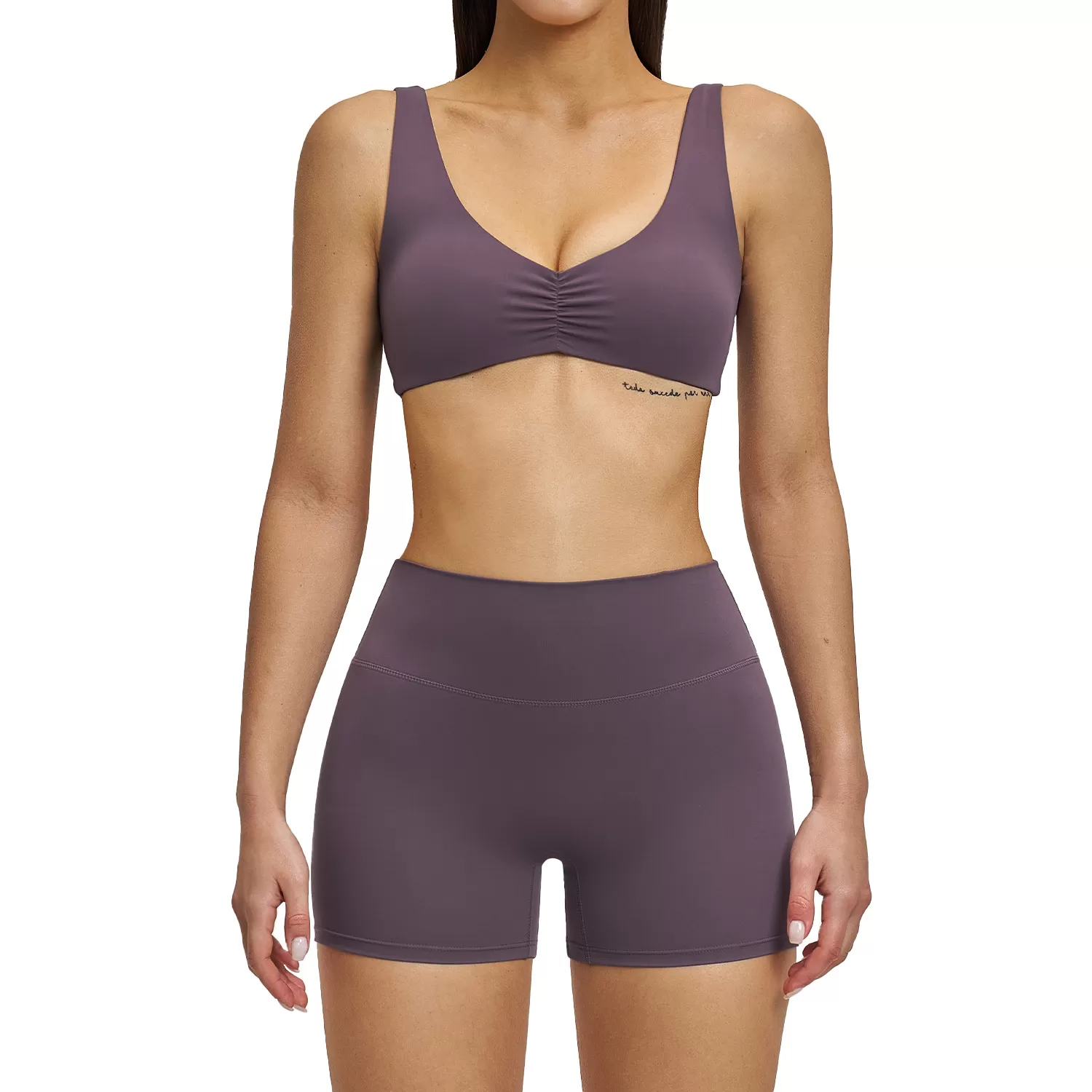 Conjunto de ropa deportiva para gimnasio, sujetador deportivo y pantalones cortos ajustados para yoga, top deportivo informal, conjunto de yoga FGBTZ4520