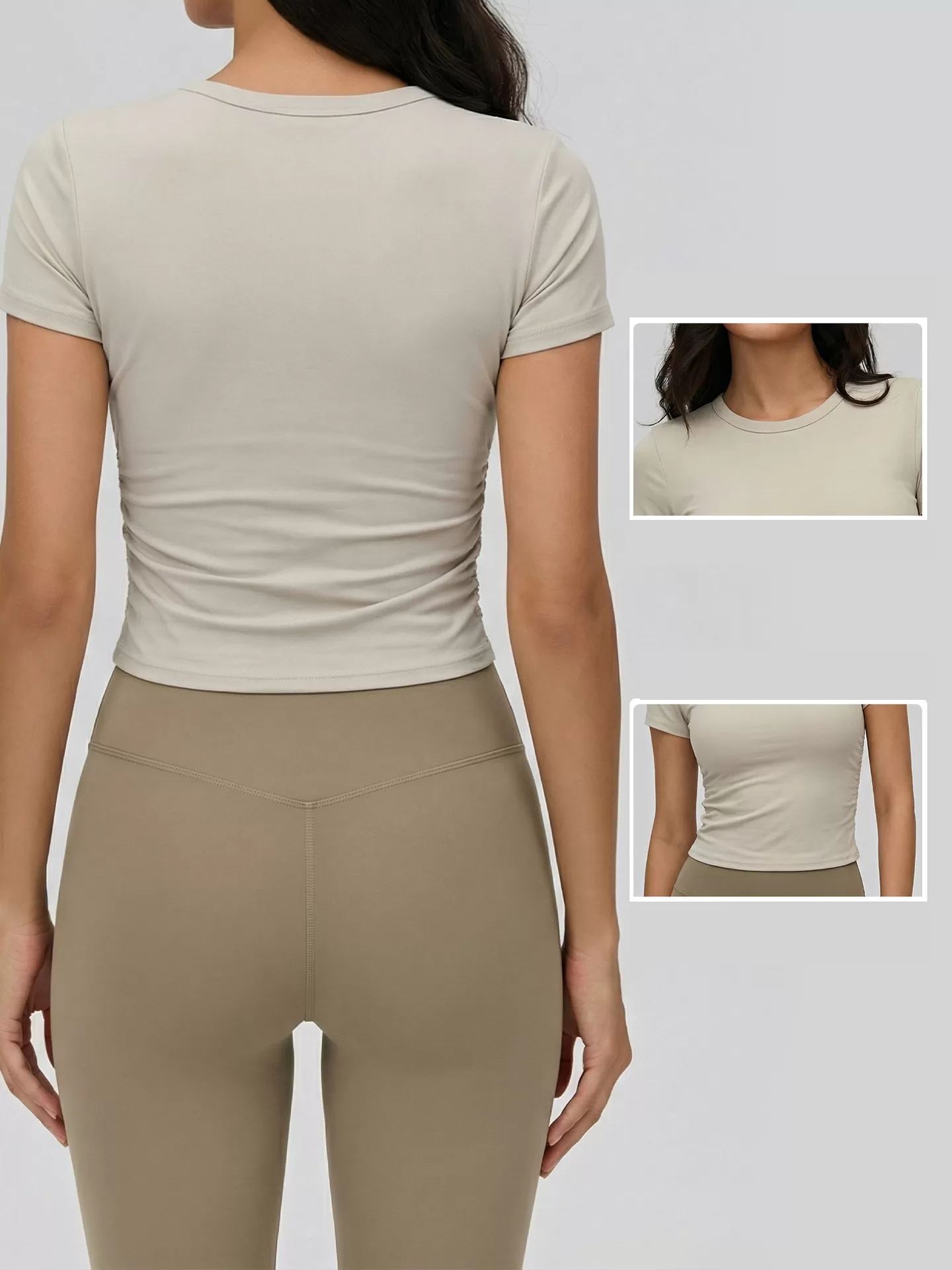 Camiseta deportiva ajustada de manga corta transpirable personalizada para yoga, ropa deportiva para entrenamiento, gimnasio, correr y yoga para mujer FGBDWY116135