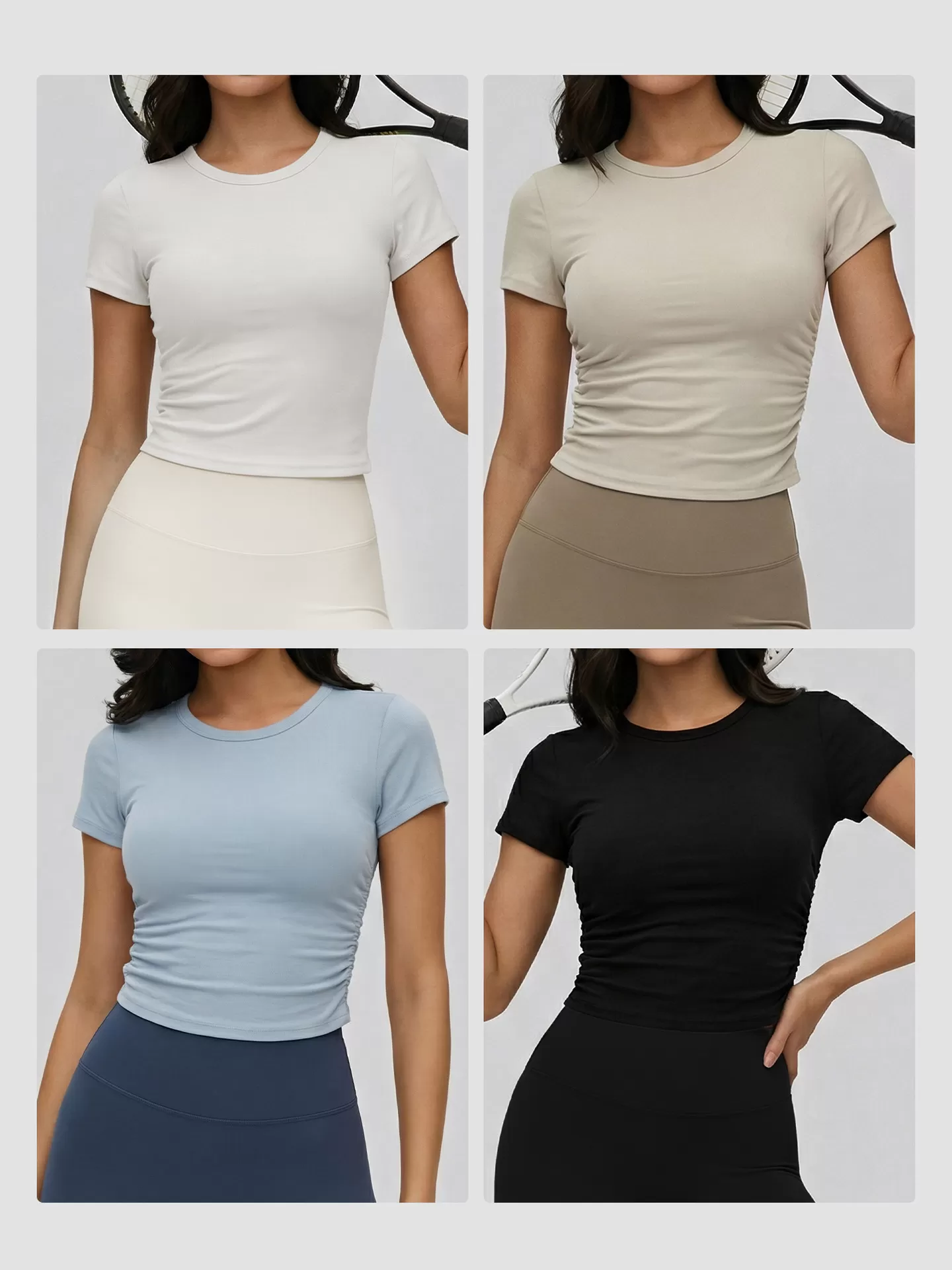 Camiseta deportiva ajustada de manga corta transpirable personalizada para yoga, ropa deportiva para entrenamiento, gimnasio, correr y yoga para mujer FGBDWY116135