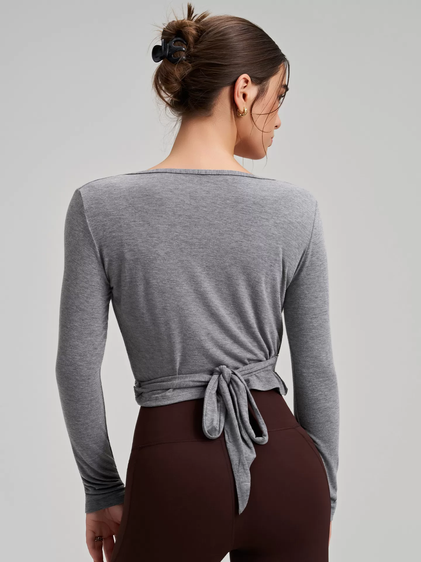 Top cruzado de ballet de manga larga para mujer, ideal para yoga, pilates, baile y entrenamiento (FGBCX7418)