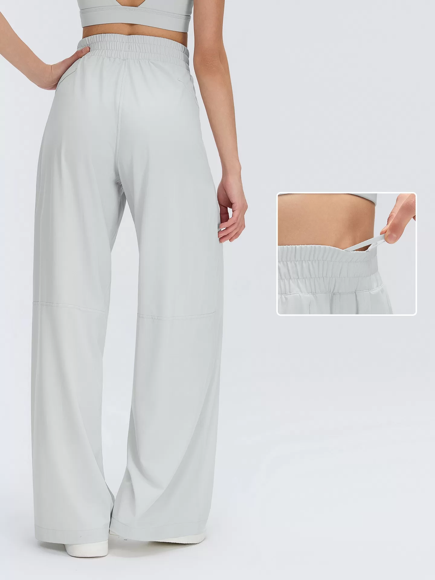 Pantalones de mujer de pierna recta con cordón ajustable oculto y bolsillo, ideales para yoga, deporte y gimnasio (FGBD26014).