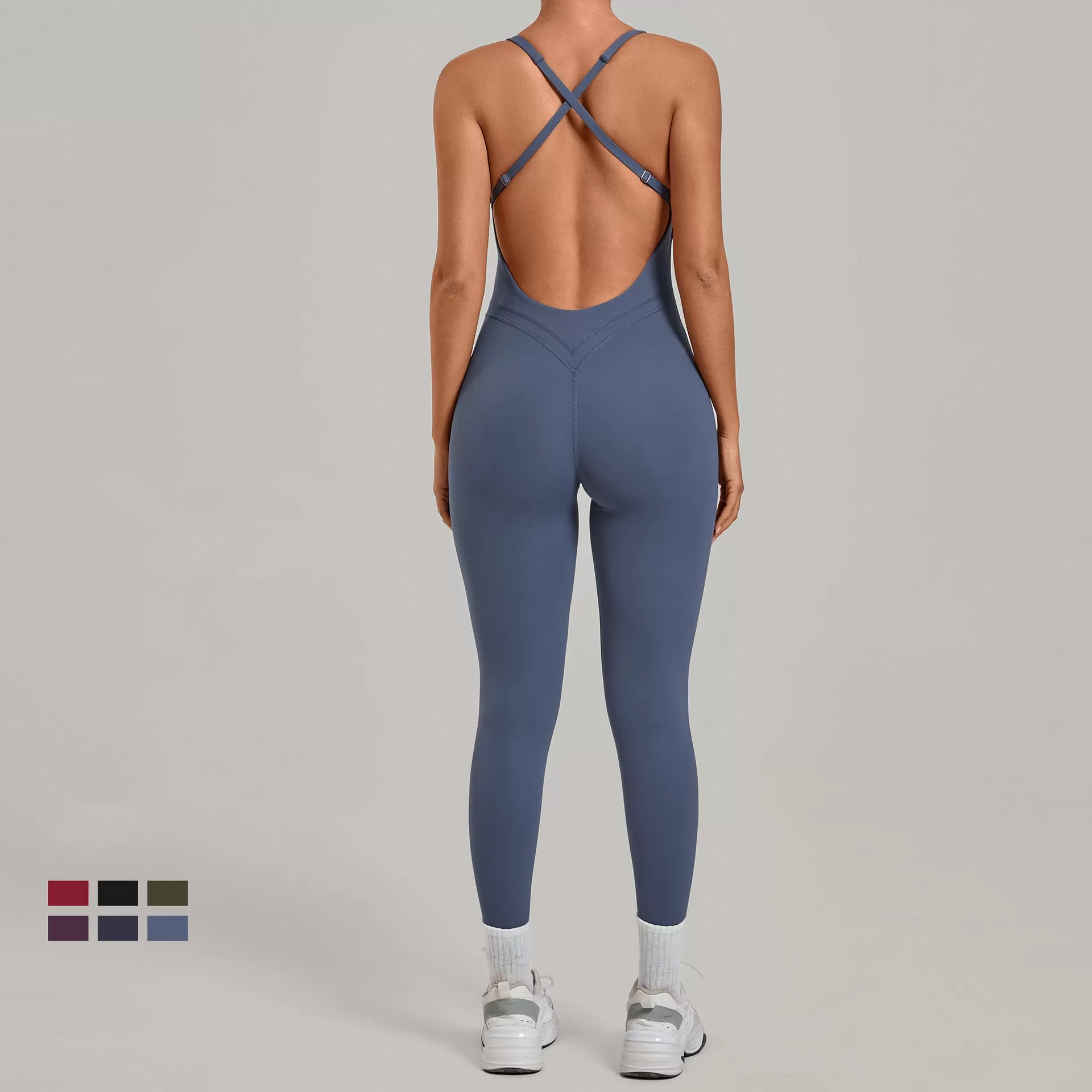 Mono deportivo de una pieza de secado rápido para mujer, ideal para gimnasio, yoga, fitness, sin mangas y con la espalda descubierta (FGB12150).