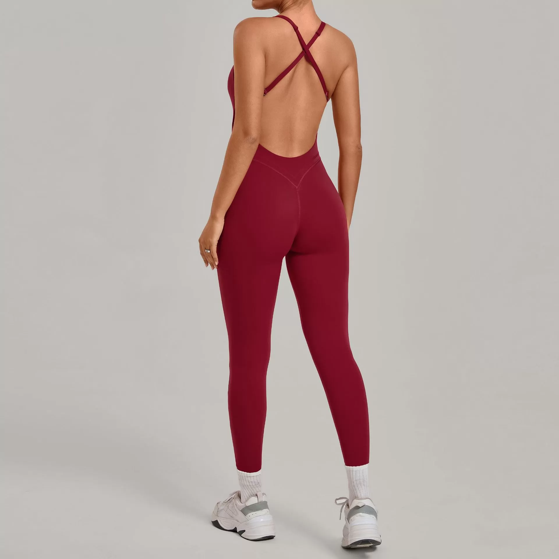 Mono deportivo de una pieza de secado rápido para mujer, ideal para gimnasio, yoga, fitness, sin mangas y con la espalda descubierta (FGB12150).