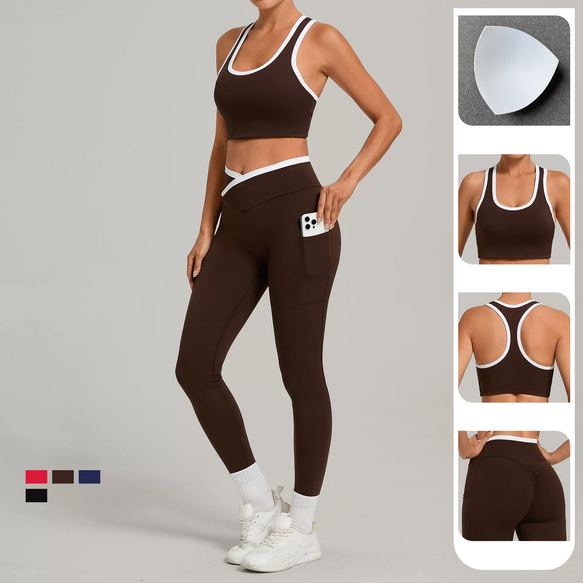 Conjunto de yoga para mujer de 2 piezas, deportivo, moderno, con cintura elástica, para fitness, conjunto de yoga personalizado a la venta, conjuntos para mujer FGB4012+28402