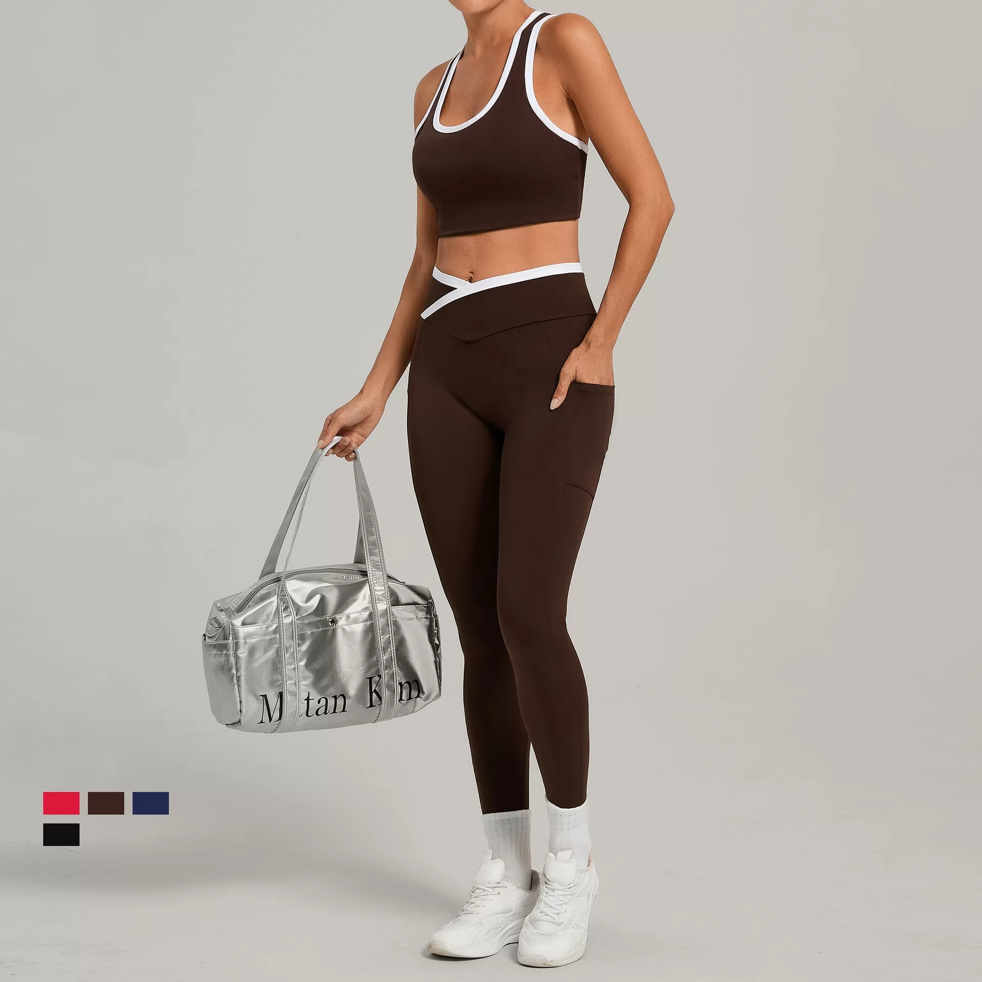 Conjunto de yoga para mujer de 2 piezas, deportivo, moderno, con cintura elástica, para fitness, conjunto de yoga personalizado a la venta, conjuntos para mujer FGB4012+28402