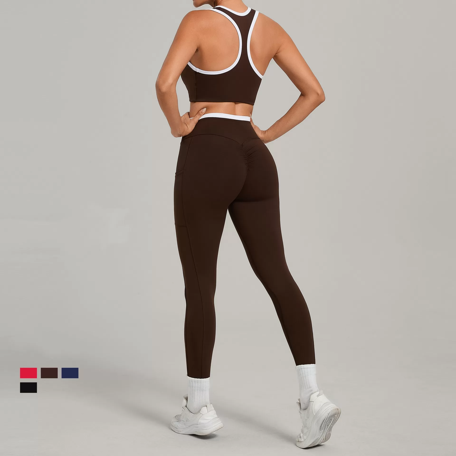 Conjunto de yoga para mujer de 2 piezas, deportivo, moderno, con cintura elástica, para fitness, conjunto de yoga personalizado a la venta, conjuntos para mujer FGB4012+28402