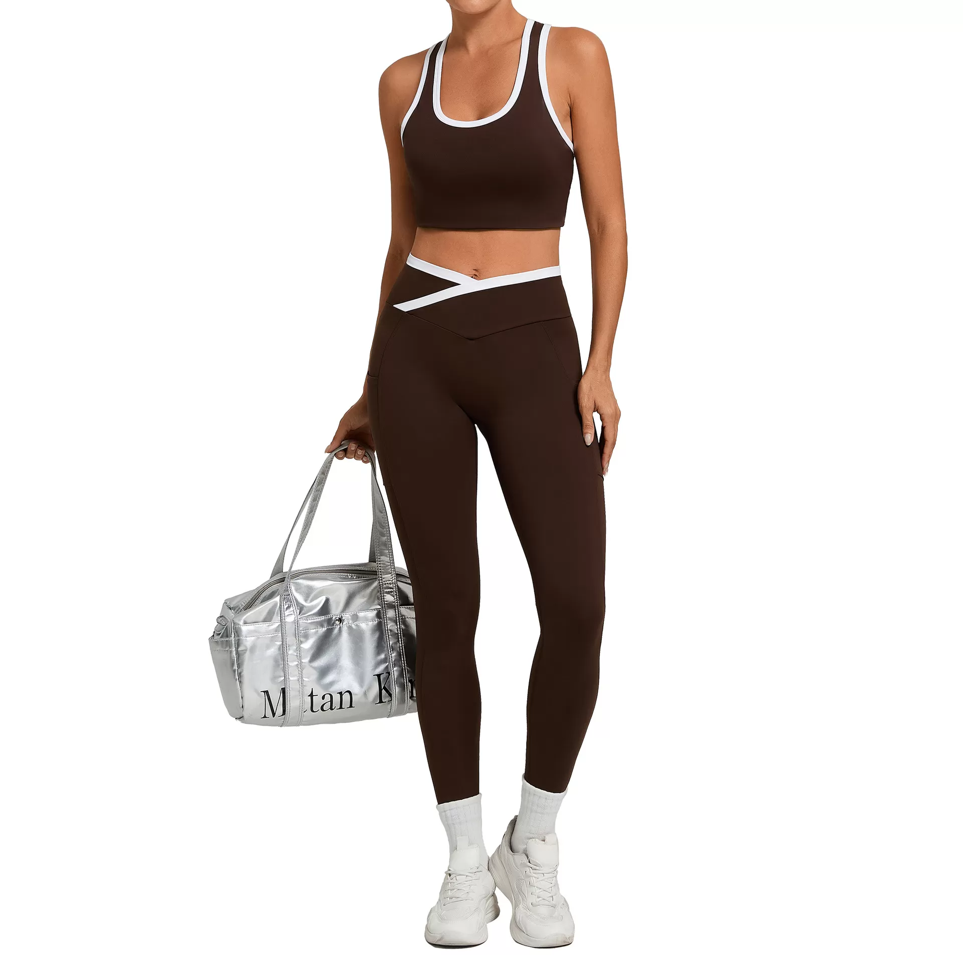 Conjunto de yoga para mujer de 2 piezas, deportivo, moderno, con cintura elástica, para fitness, conjunto de yoga personalizado a la venta, conjuntos para mujer FGB4012+28402