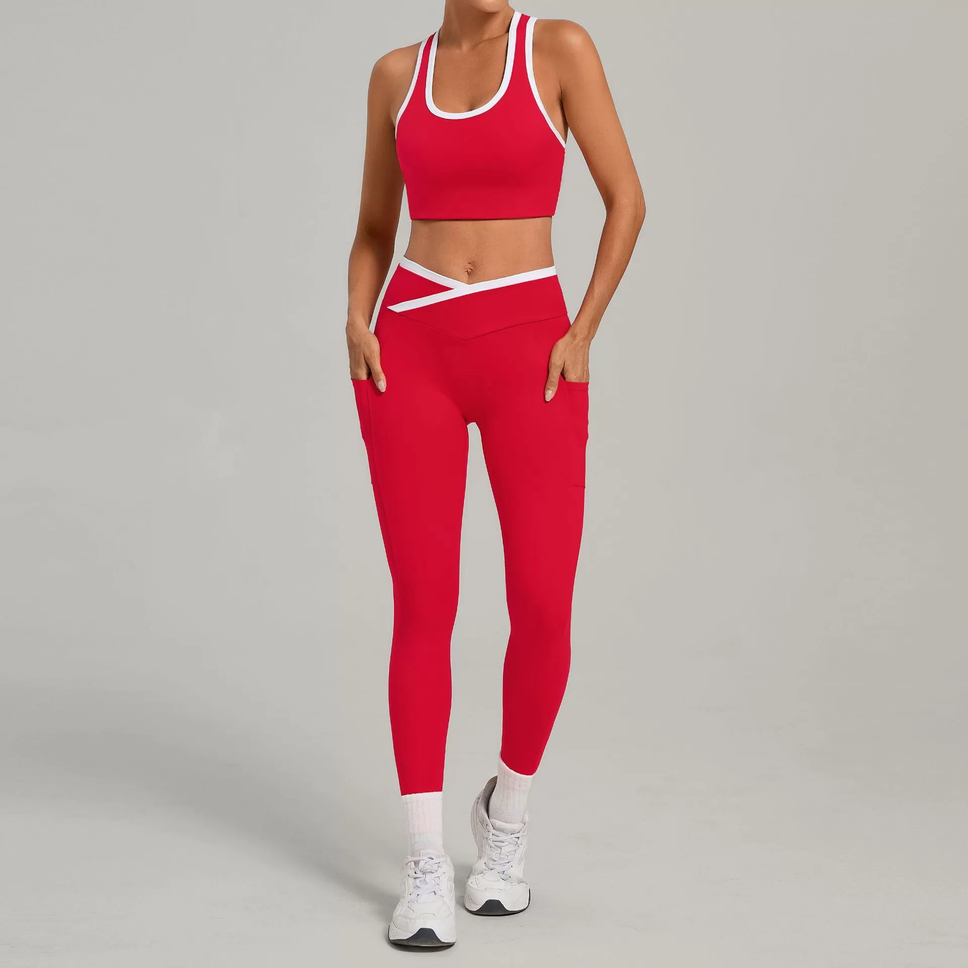 Conjunto de yoga para mujer de 2 piezas, deportivo, moderno, con cintura elástica, para fitness, conjunto de yoga personalizado a la venta, conjuntos para mujer FGB4012+28402