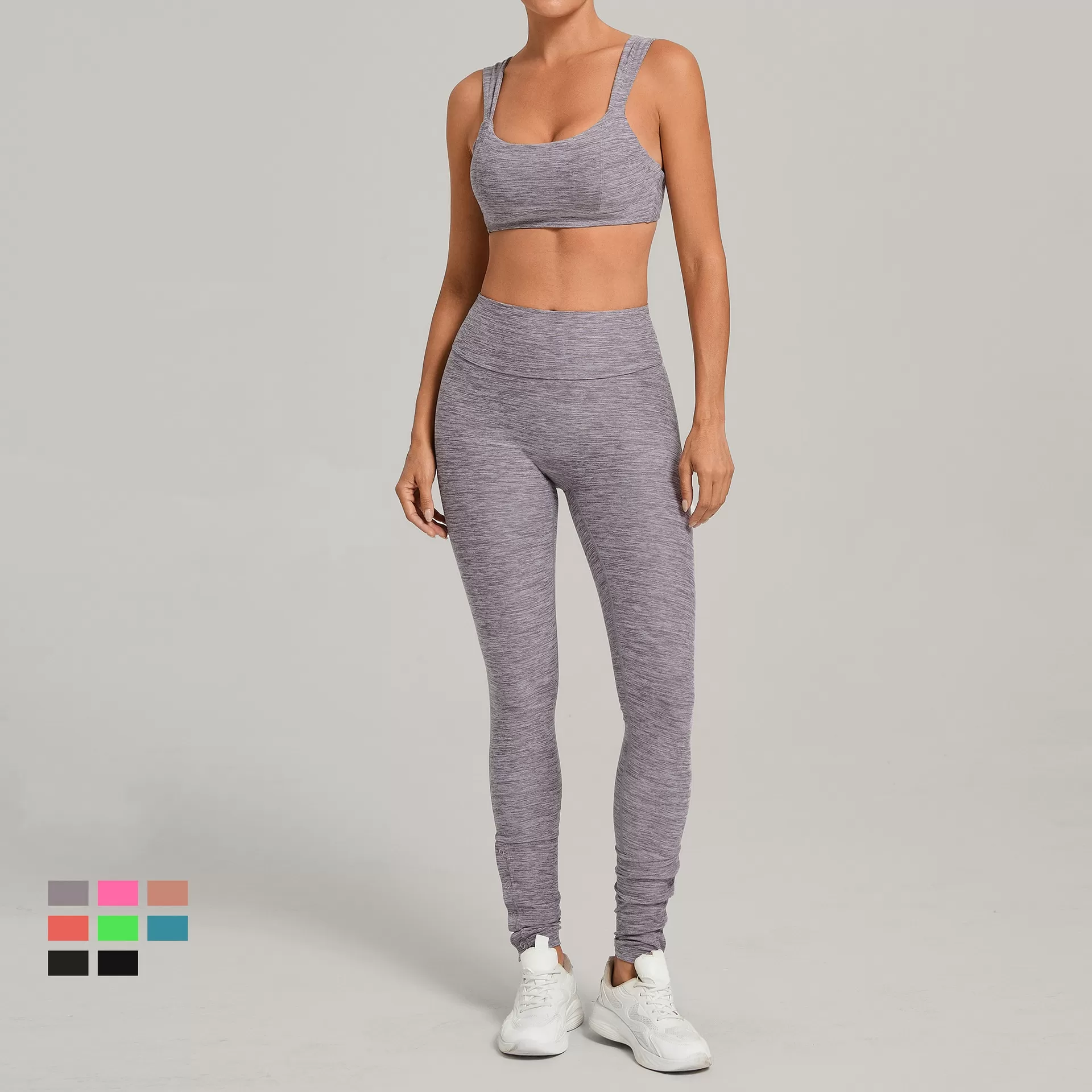 Conjunto de yoga para mujer, sujetador deportivo informal con efecto lifting de cadera y pantalones acampanados, ideal para fitness, gimnasio y entrenamiento. Conjunto de yoga y fitness FGB10412+29082