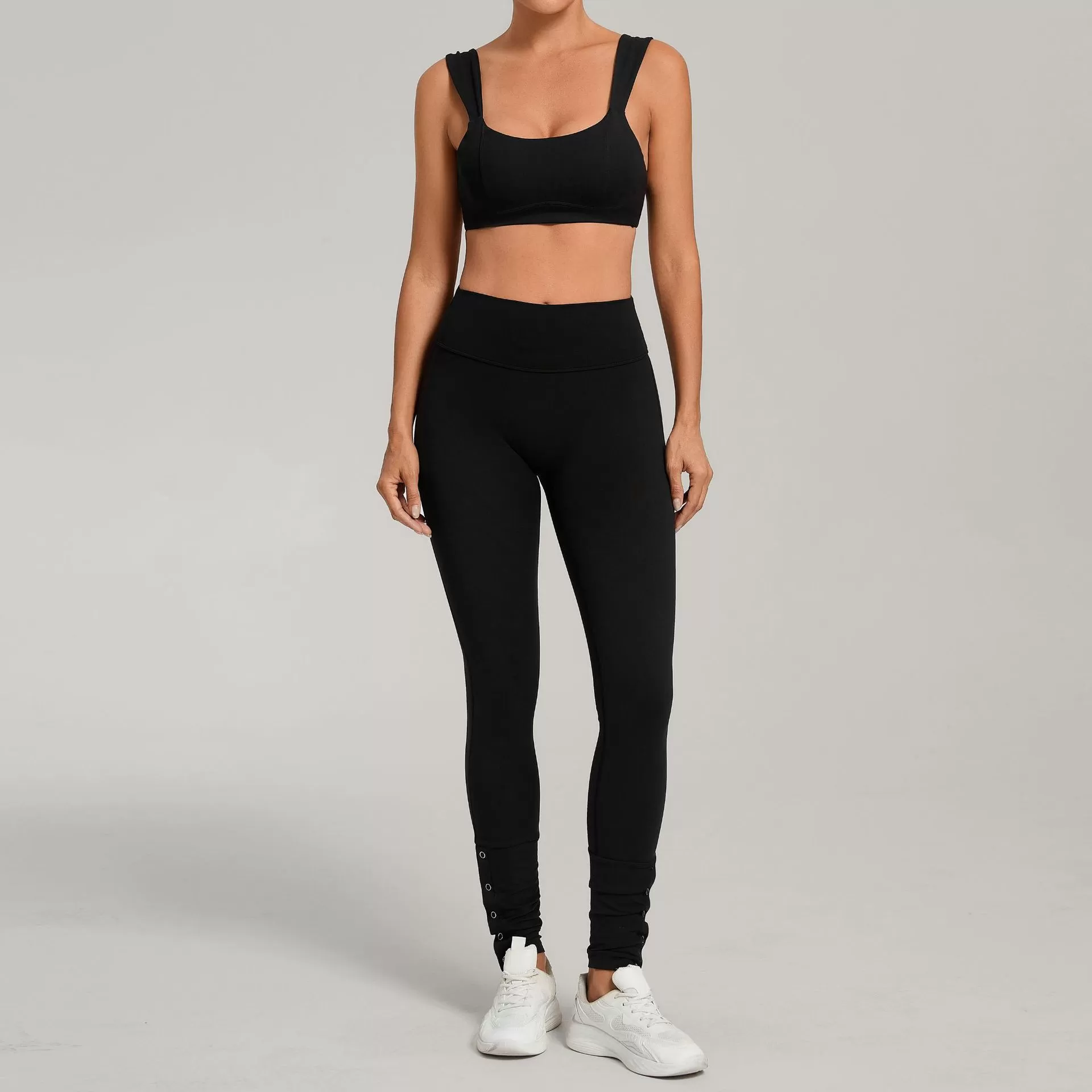 Conjunto de yoga para mujer, sujetador deportivo informal con efecto lifting de cadera y pantalones acampanados, ideal para fitness, gimnasio y entrenamiento. Conjunto de yoga y fitness FGB10412+29082