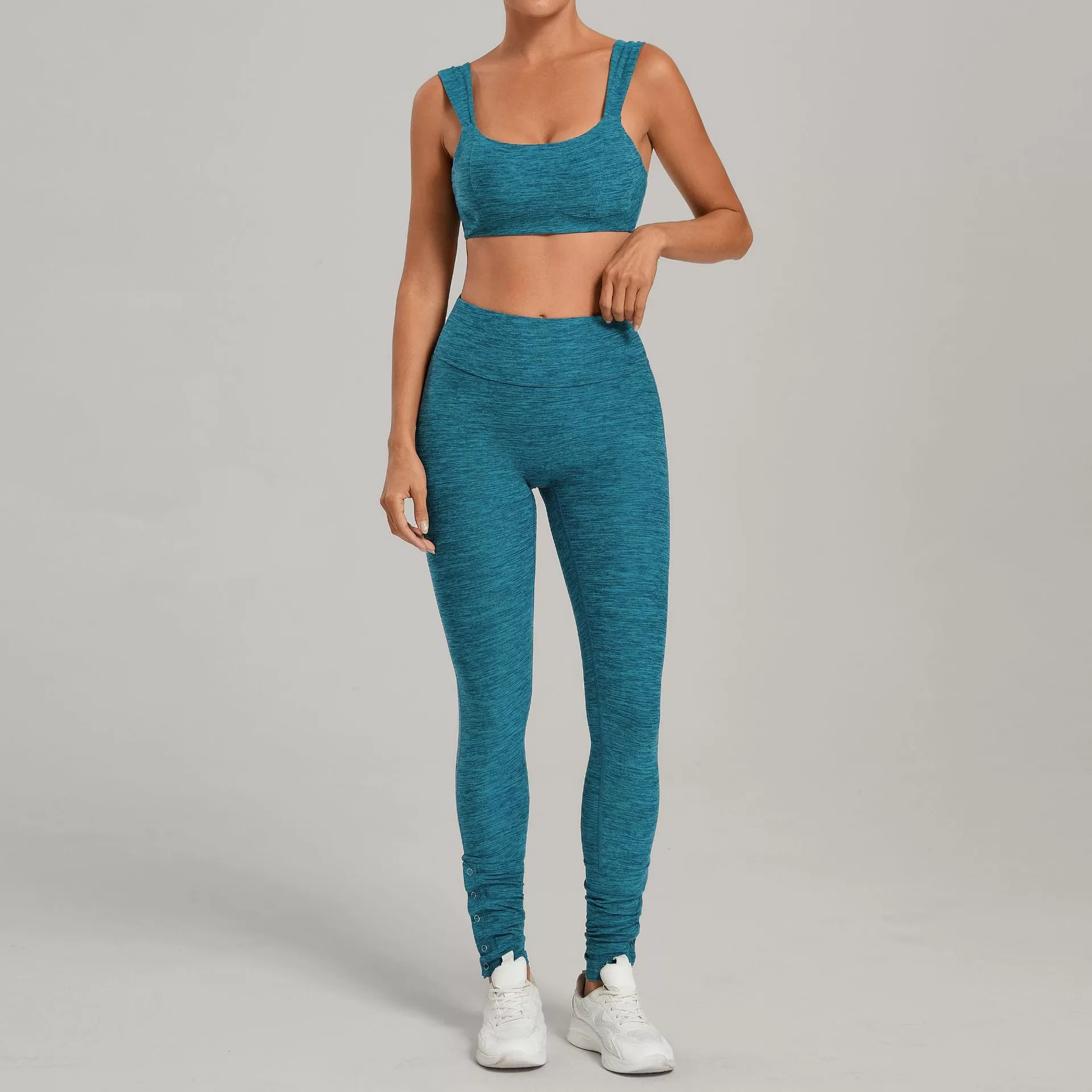 Conjunto de yoga para mujer, sujetador deportivo informal con efecto lifting de cadera y pantalones acampanados, ideal para fitness, gimnasio y entrenamiento. Conjunto de yoga y fitness FGB10412+29082