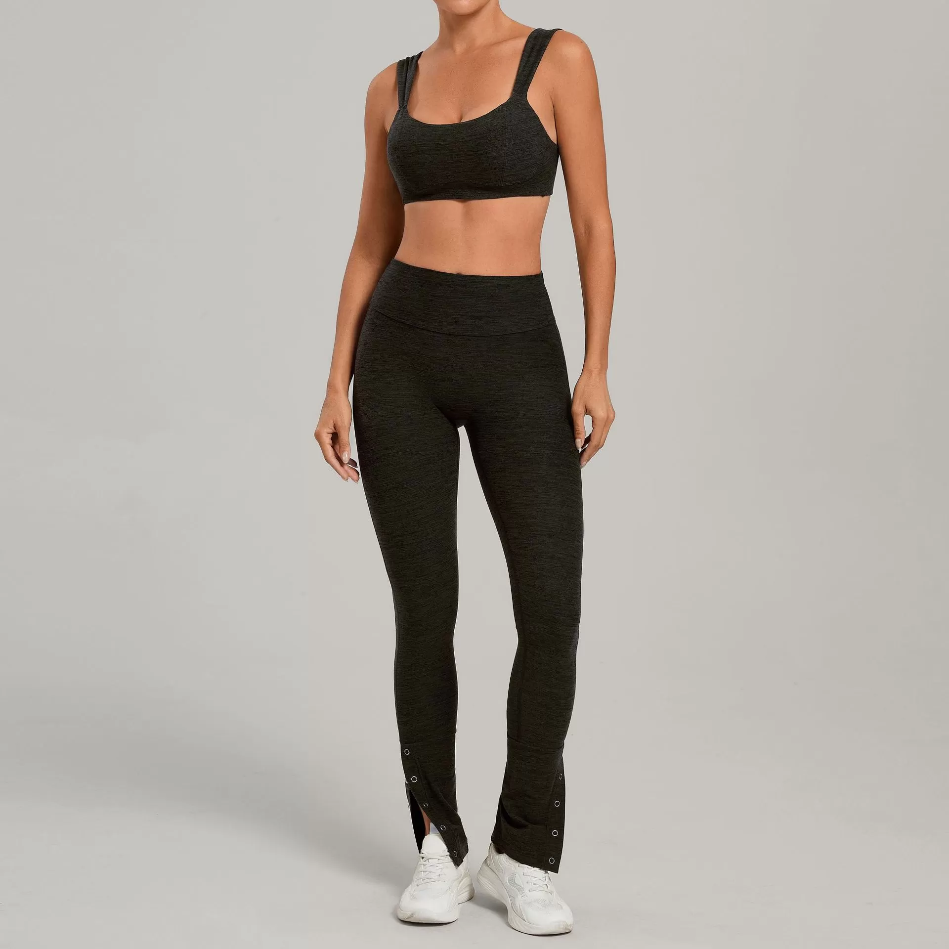 Conjunto de yoga para mujer, sujetador deportivo informal con efecto lifting de cadera y pantalones acampanados, ideal para fitness, gimnasio y entrenamiento. Conjunto de yoga y fitness FGB10412+29082