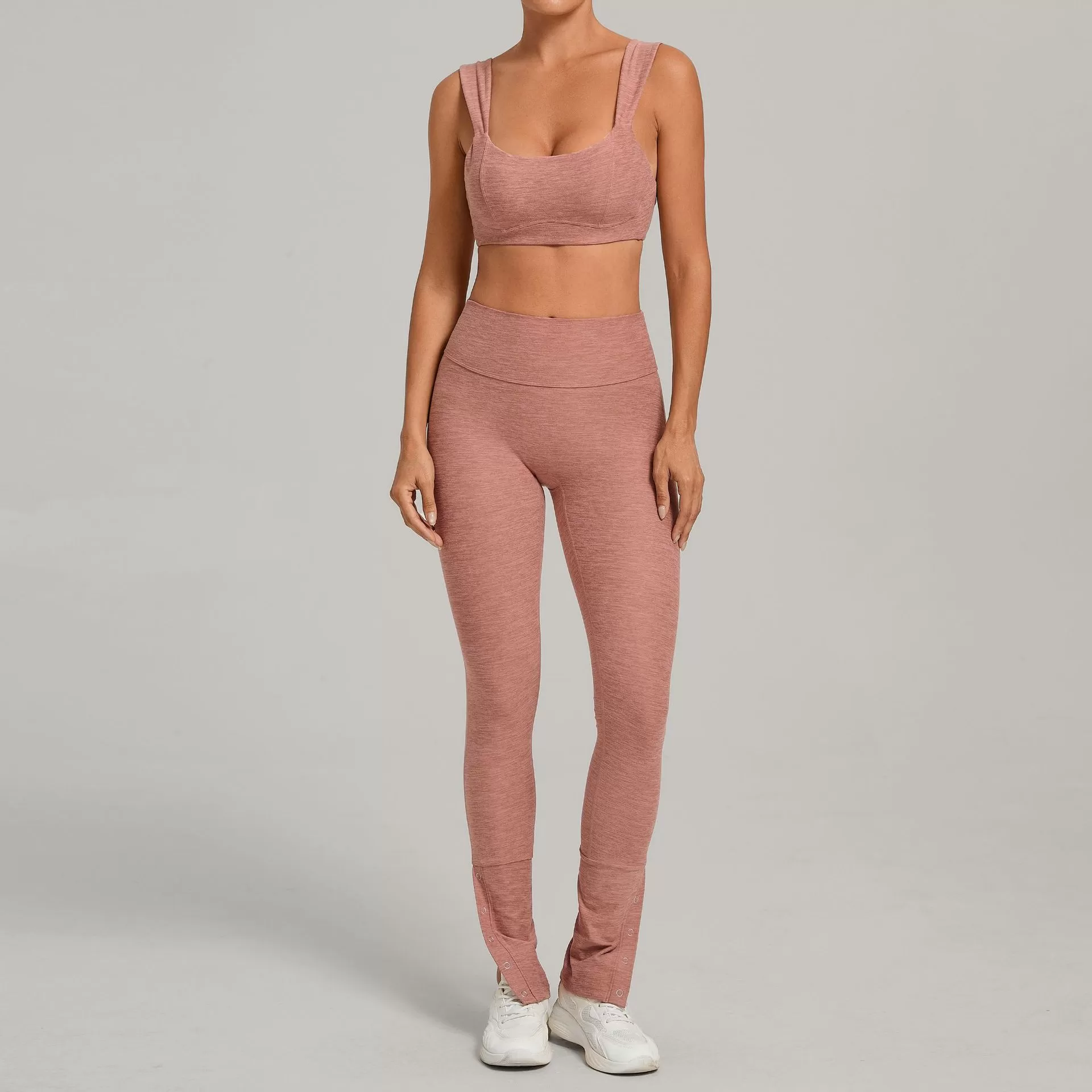 Conjunto de yoga para mujer, sujetador deportivo informal con efecto lifting de cadera y pantalones acampanados, ideal para fitness, gimnasio y entrenamiento. Conjunto de yoga y fitness FGB10412+29082