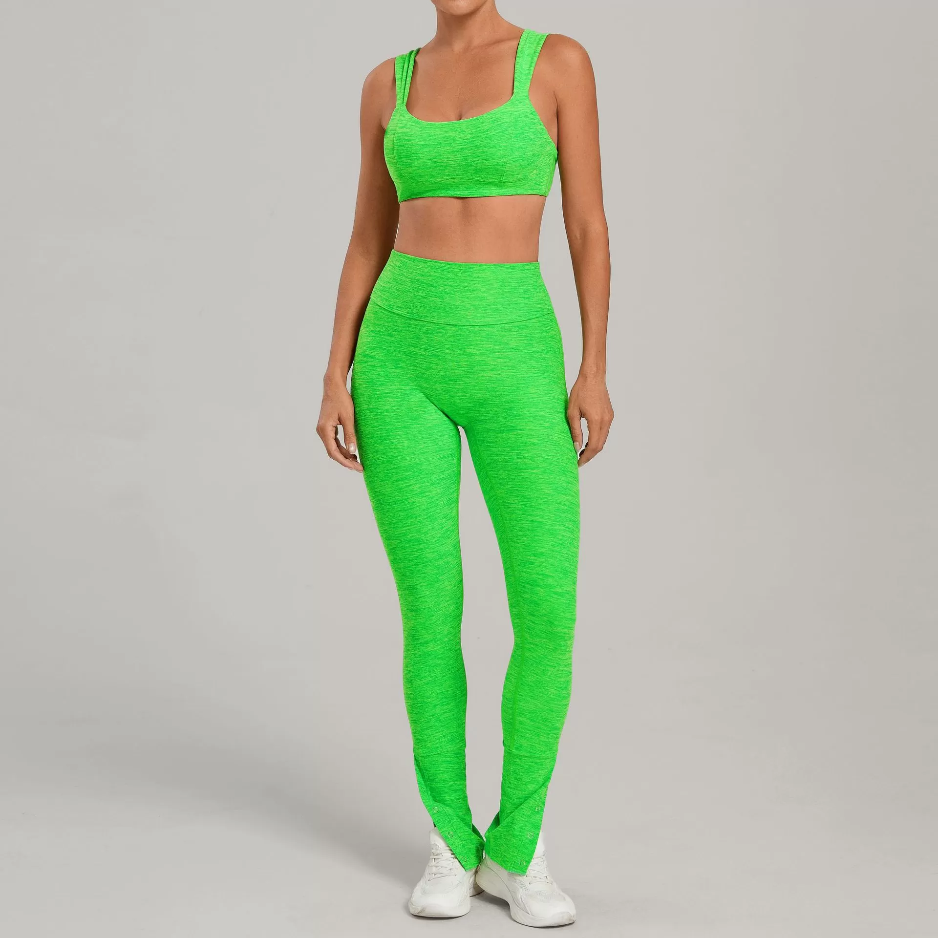 Conjunto de yoga para mujer, sujetador deportivo informal con efecto lifting de cadera y pantalones acampanados, ideal para fitness, gimnasio y entrenamiento. Conjunto de yoga y fitness FGB10412+29082
