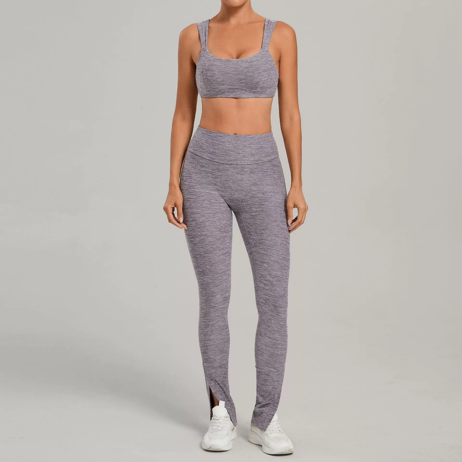Conjunto de yoga para mujer, sujetador deportivo informal con efecto lifting de cadera y pantalones acampanados, ideal para fitness, gimnasio y entrenamiento. Conjunto de yoga y fitness FGB10412+29082