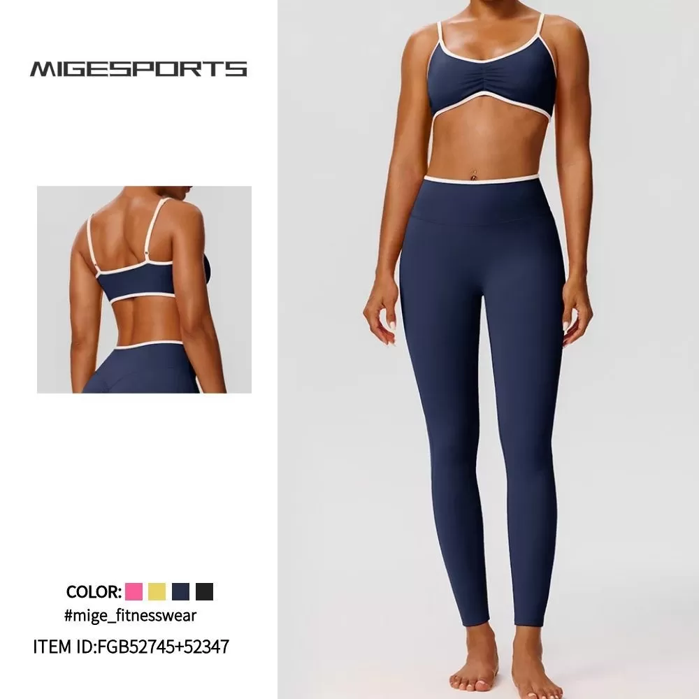 Conjunto deportivo de spandex y nailon para mujer, transpirable, de secado rápido, para fitness, yoga y gimnasio. Conjunto casual para mujer FGB52745+52347