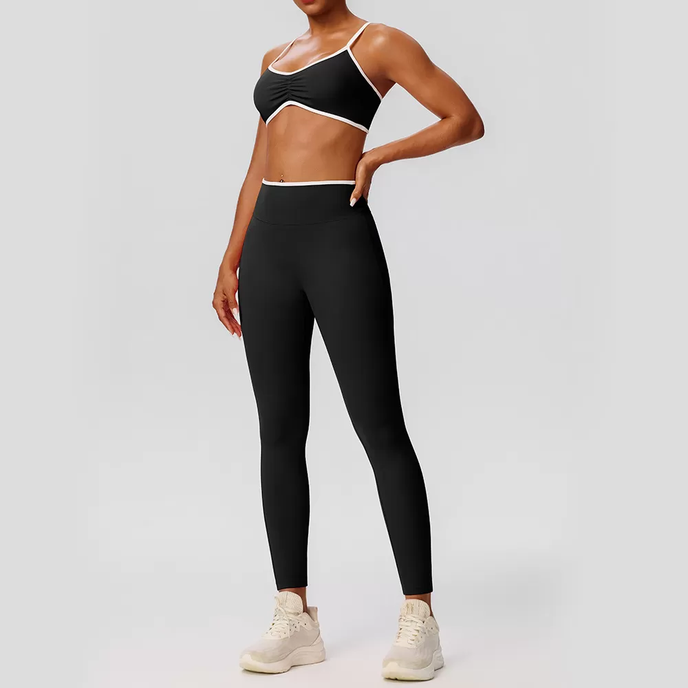 Conjunto deportivo de spandex y nailon para mujer, transpirable, de secado rápido, para fitness, yoga y gimnasio. Conjunto casual para mujer FGB52745+52347